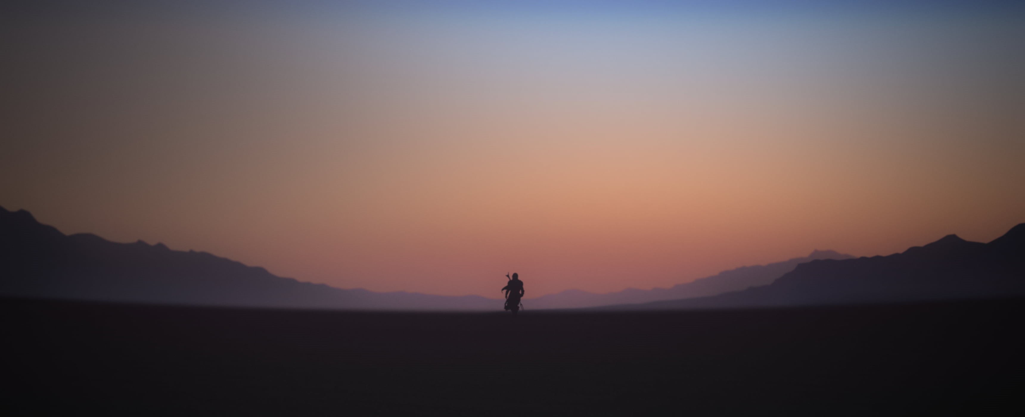 Louis Coyle, landscape, sunrise, The Mandalorian, vector, digital art, desert, ultra-wide, illustration, 2K, Star Wars, mountains, gradient, fantasy art, HD Wallpaper
