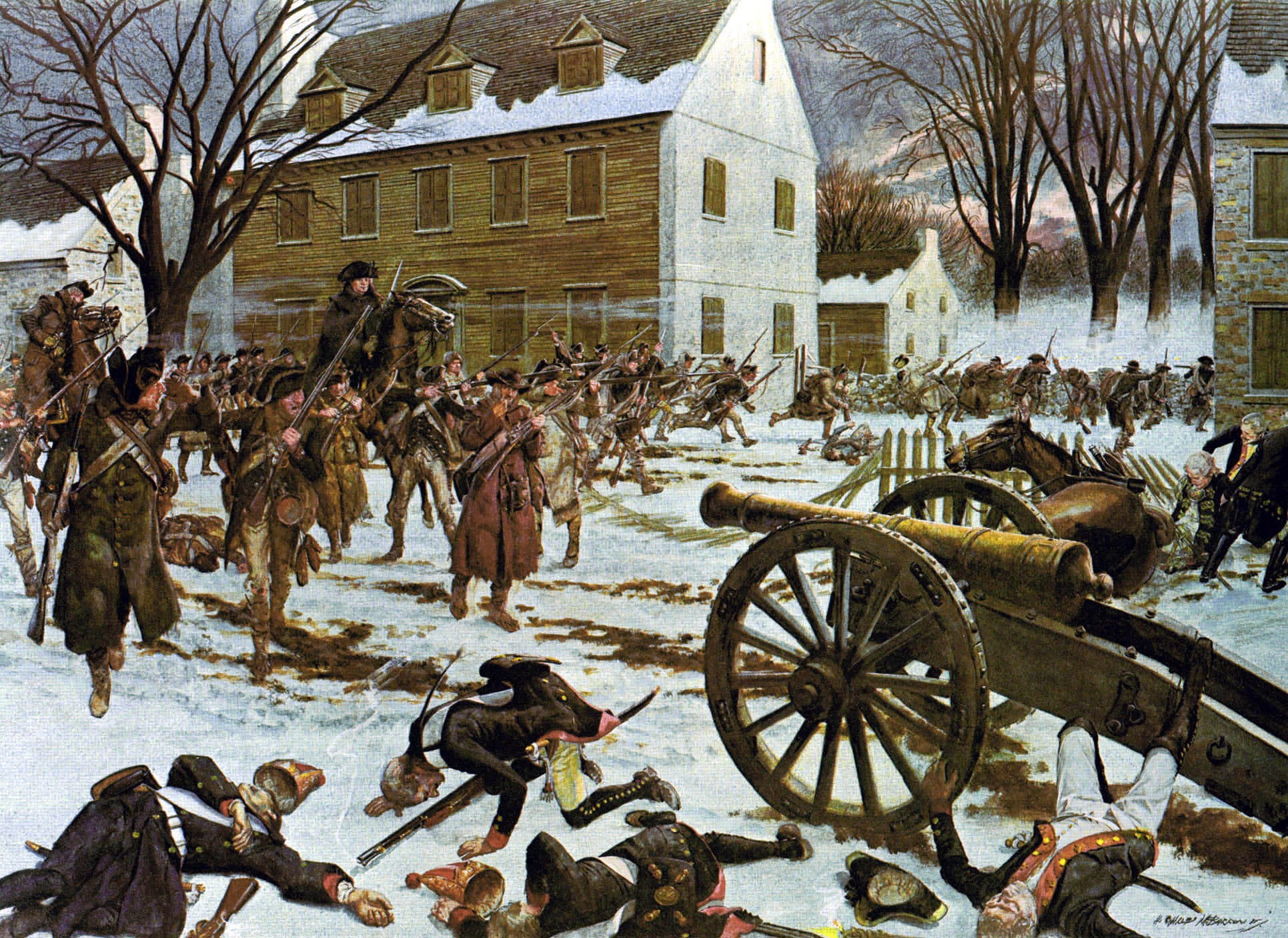 New Jersey, carriage, war, history, wheel, tree, Battle of Trenton, animal themes, painting, soldiers, Trenton, new jersey, battle, animal, old, public domain, HD Wallpaper