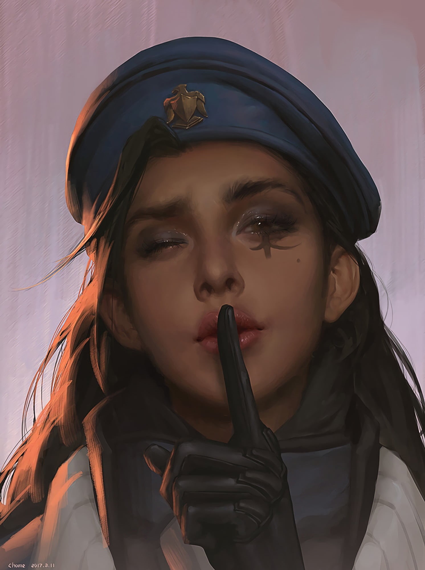 cap, young women, one person, Ana Amari, leisure activity, artwork, eyes closed, portrait, lifestyles, headshot, clothing, females, close-up, real people, Phone HD Wallpaper