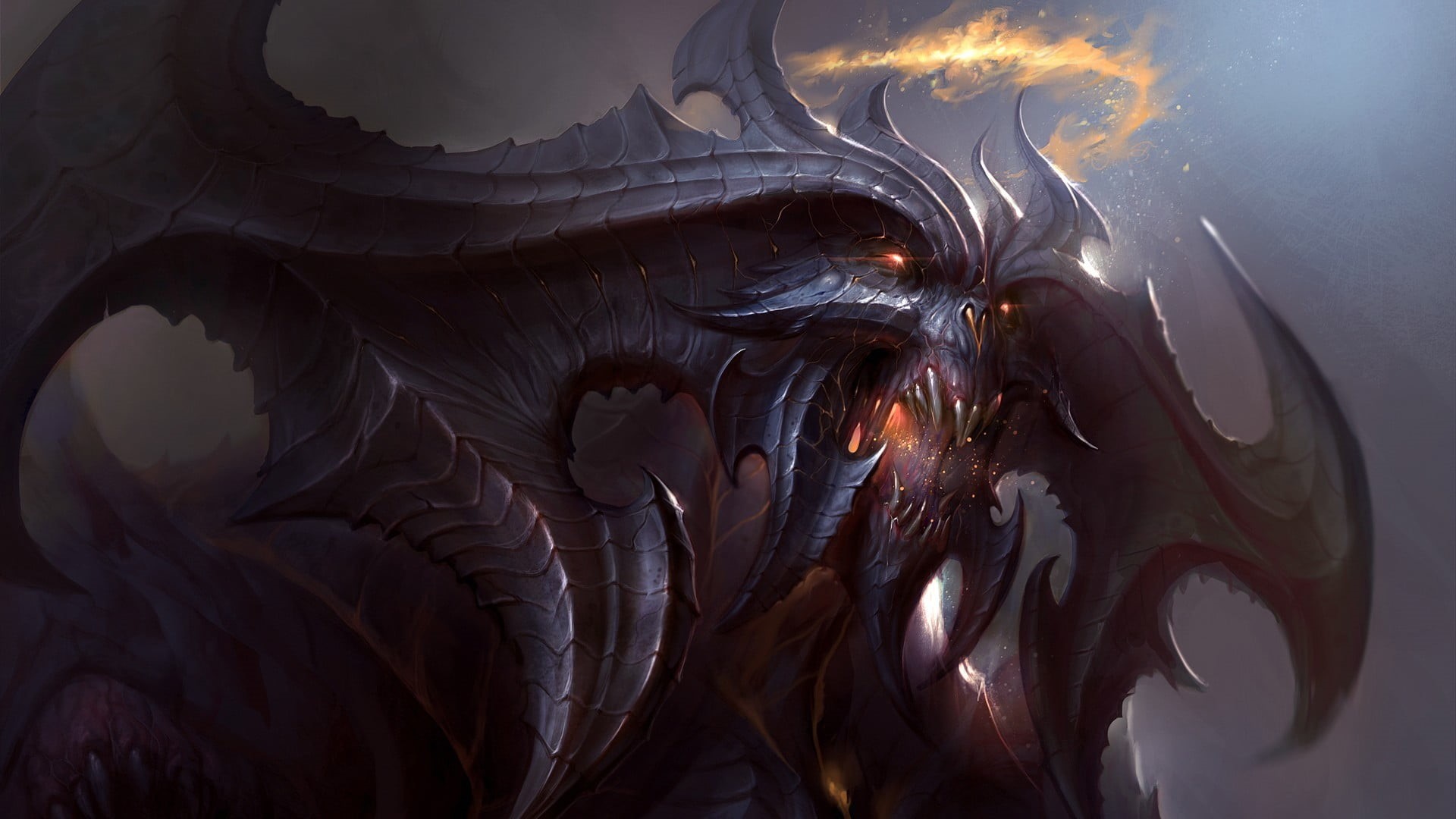 creativity, pattern, digital, animals in the wild, demon, animal wildlife, Blizzard Entertainment, abstract, black color, animal, water, close-up, Diablo III, HD Wallpaper