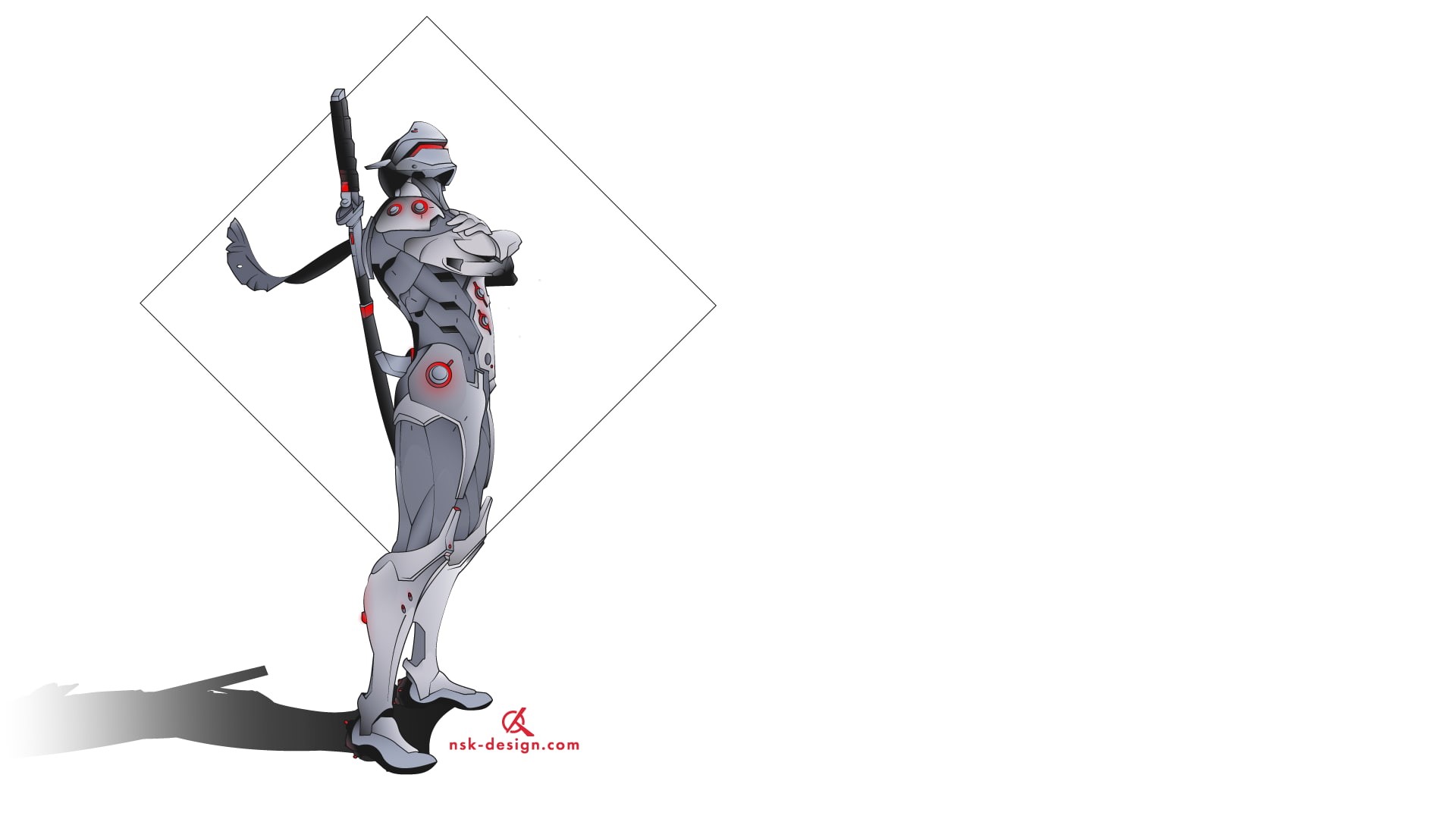 1080P, indoors, clothing, cyborg, ninjas, Blizzard Entertainment, cut out, full length, studio shot, Overwatch, emotion, white background, copy space, HD Wallpaper