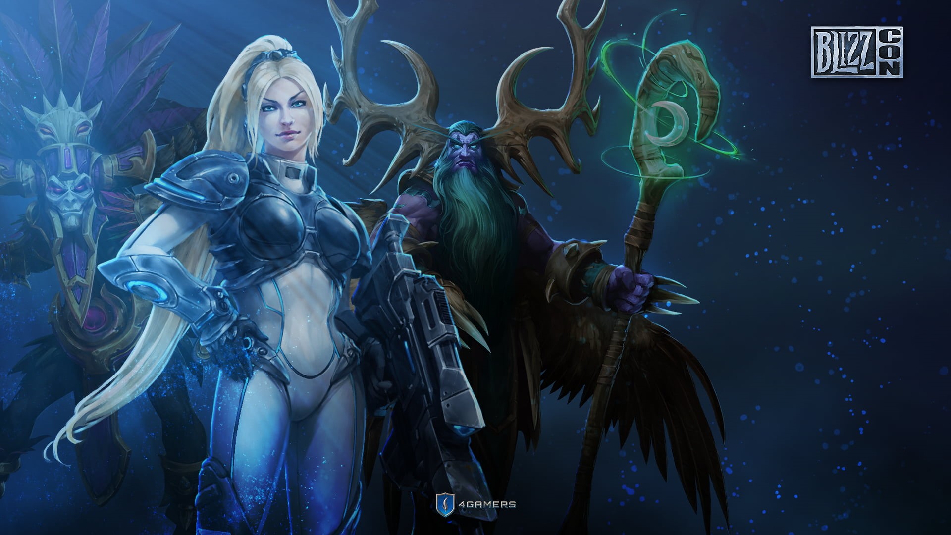 blue, young women, Blizzard Entertainment, real people, front view, Nova Terra, mid adult, 4Gamers, waist up, World of Warcraft, digital composite, HD Wallpaper