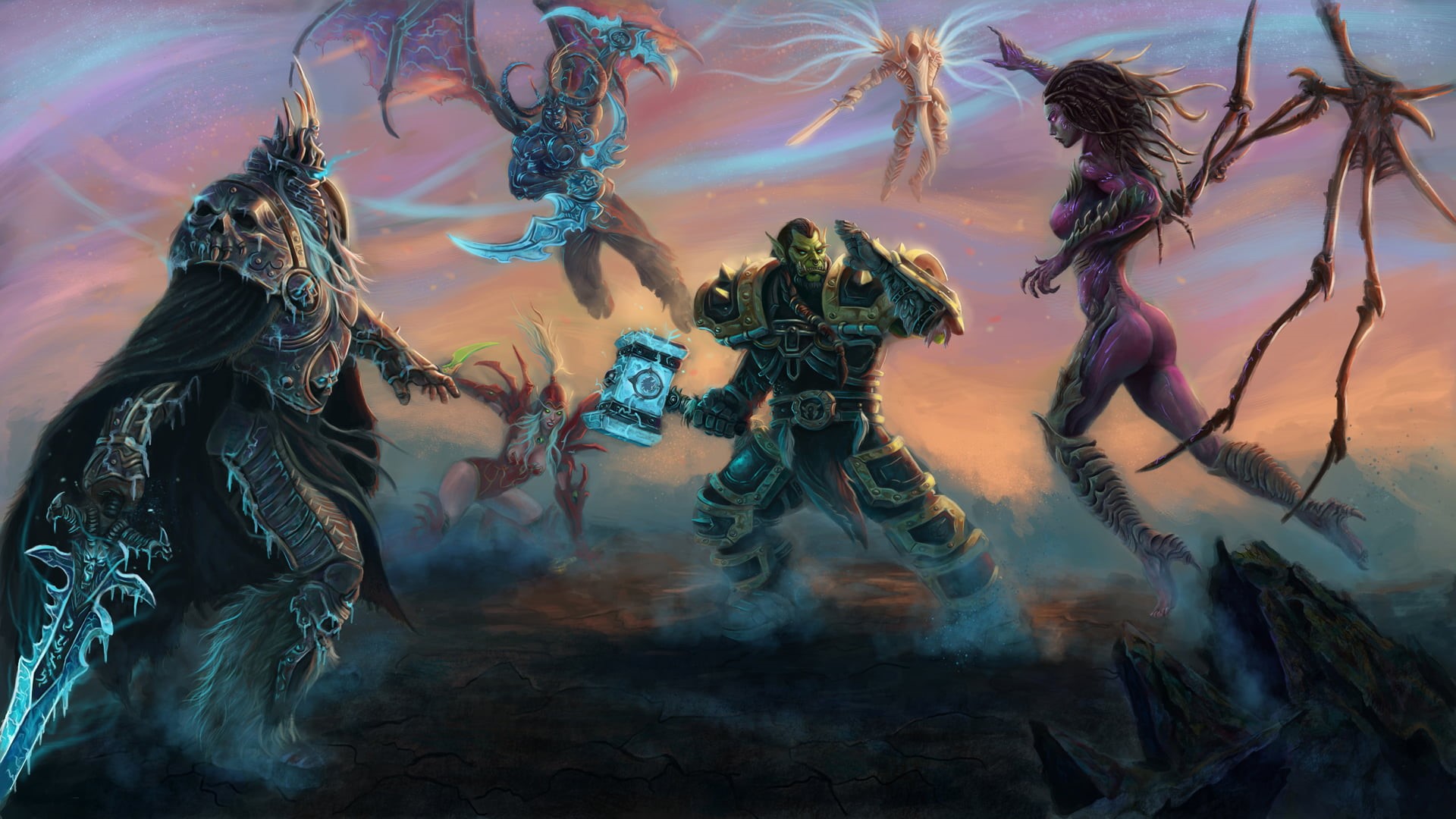 spooky, Thrall, illustration, adult, digital composite, 1080P, dark, abstract, Diablo, arts culture and entertainment, Tyrael, orc, Blizzard, male likeness, HD Wallpaper