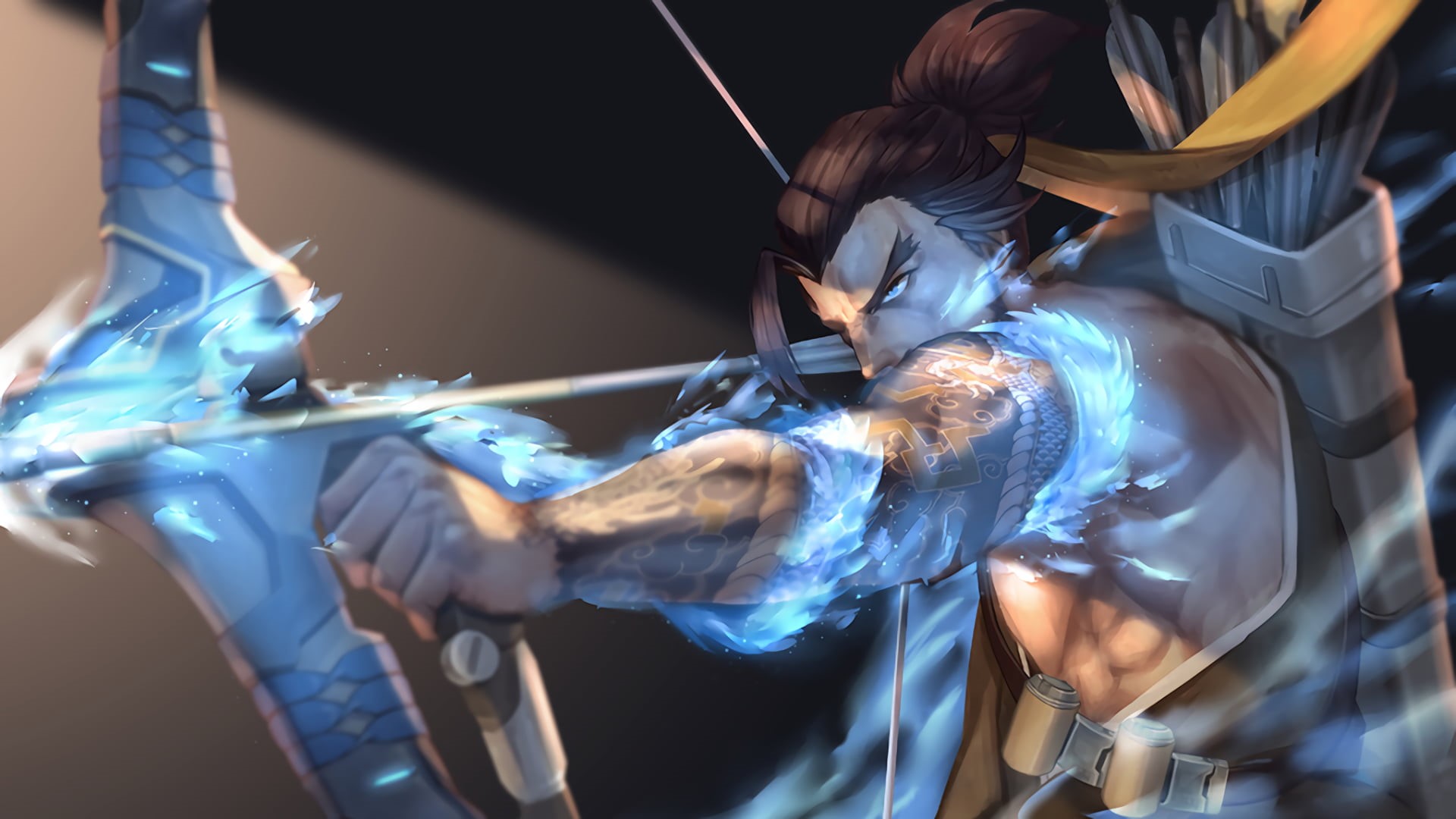 protective workwear, bow and arrow, protection, high angle view, protective glove, archer, indoors, people, Overwatch, Hanzo (Overwatch), digital art, artwork, HD Wallpaper