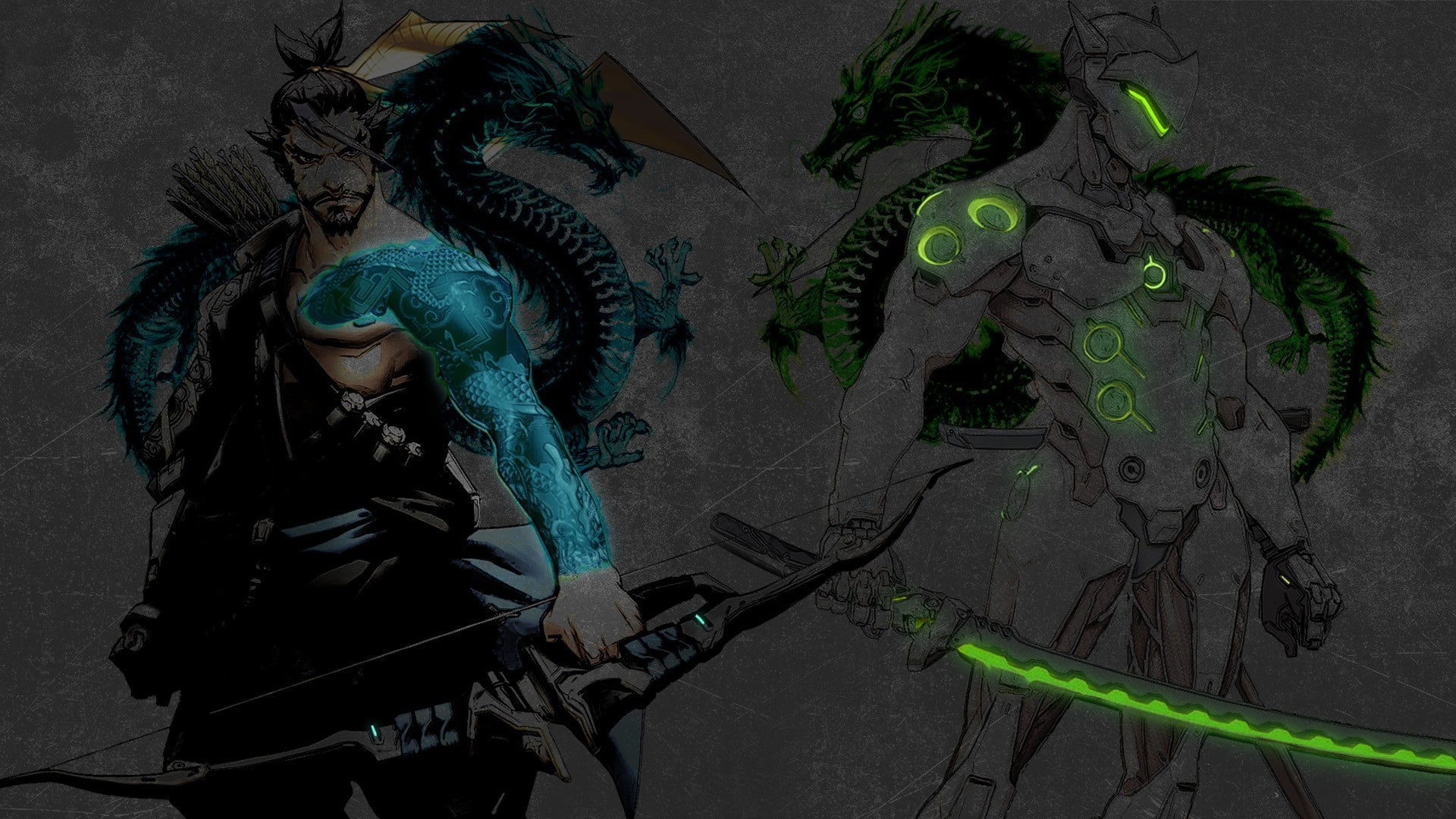 Overwatch, Hanzo (Overwatch), archer, fantasy art, arrows, warrior, Genji (Overwatch), 1080P, Genji Shimada, HD Wallpaper
