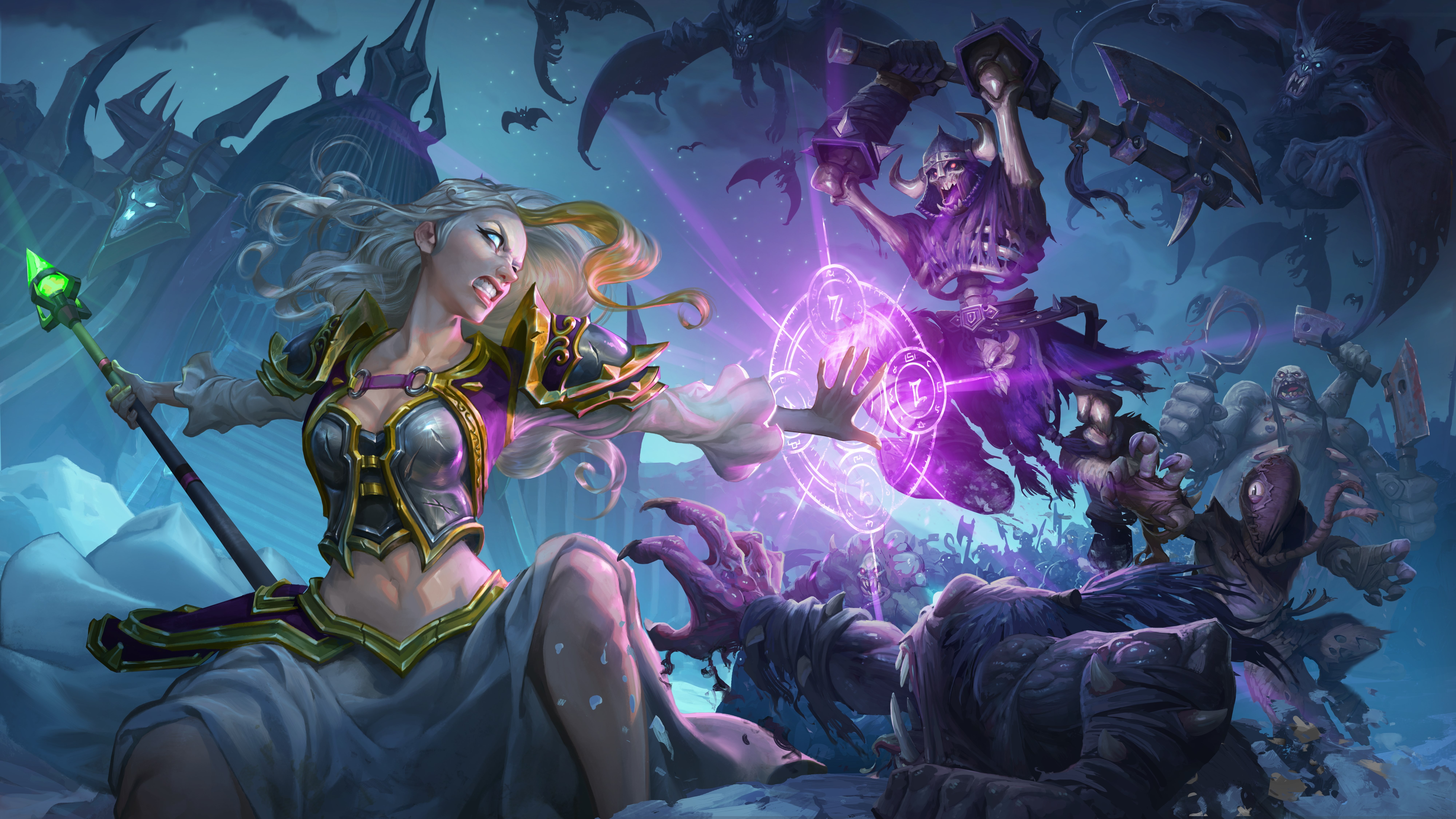 video games, magic, Blizzard Entertainment, 8K, Knights of the frozen throne, Hearthstone: Heroes of Warcraft, Jaina Proudmoore, HD Wallpaper