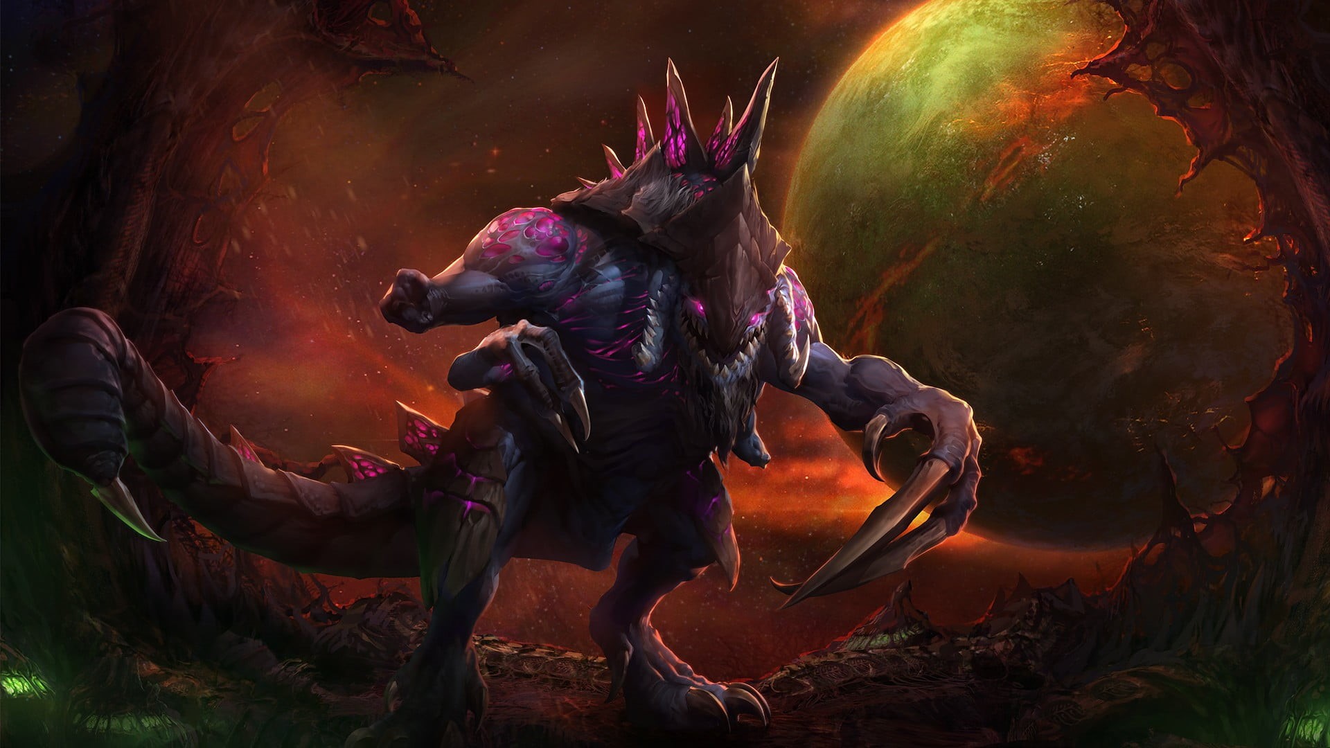 monster, lifestyles, land, standing, Blizzard Entertainment, purple, adult, day, one person, illustration, skill, nature, 1080P, heroes of the storm, men, HD Wallpaper