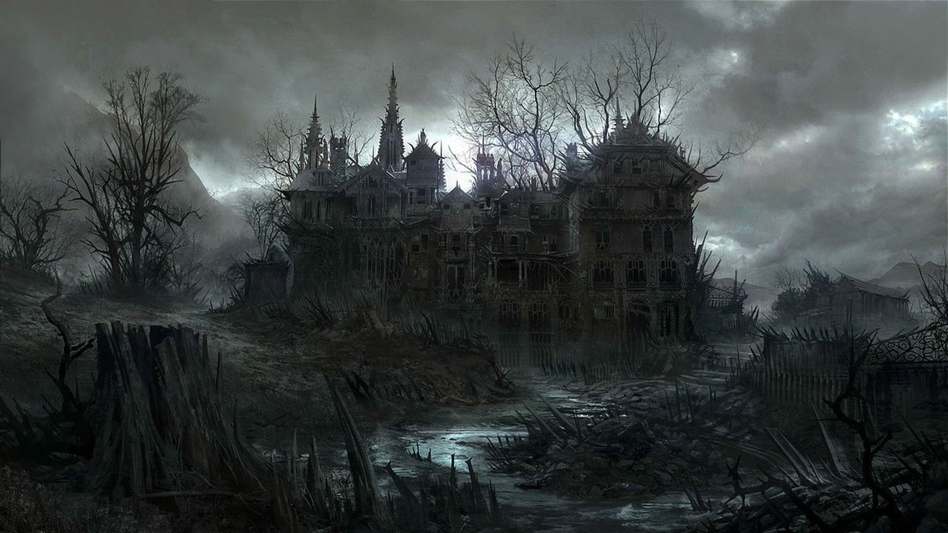 1080P, dark, house, halloween, haunted, spooky, HD Wallpaper