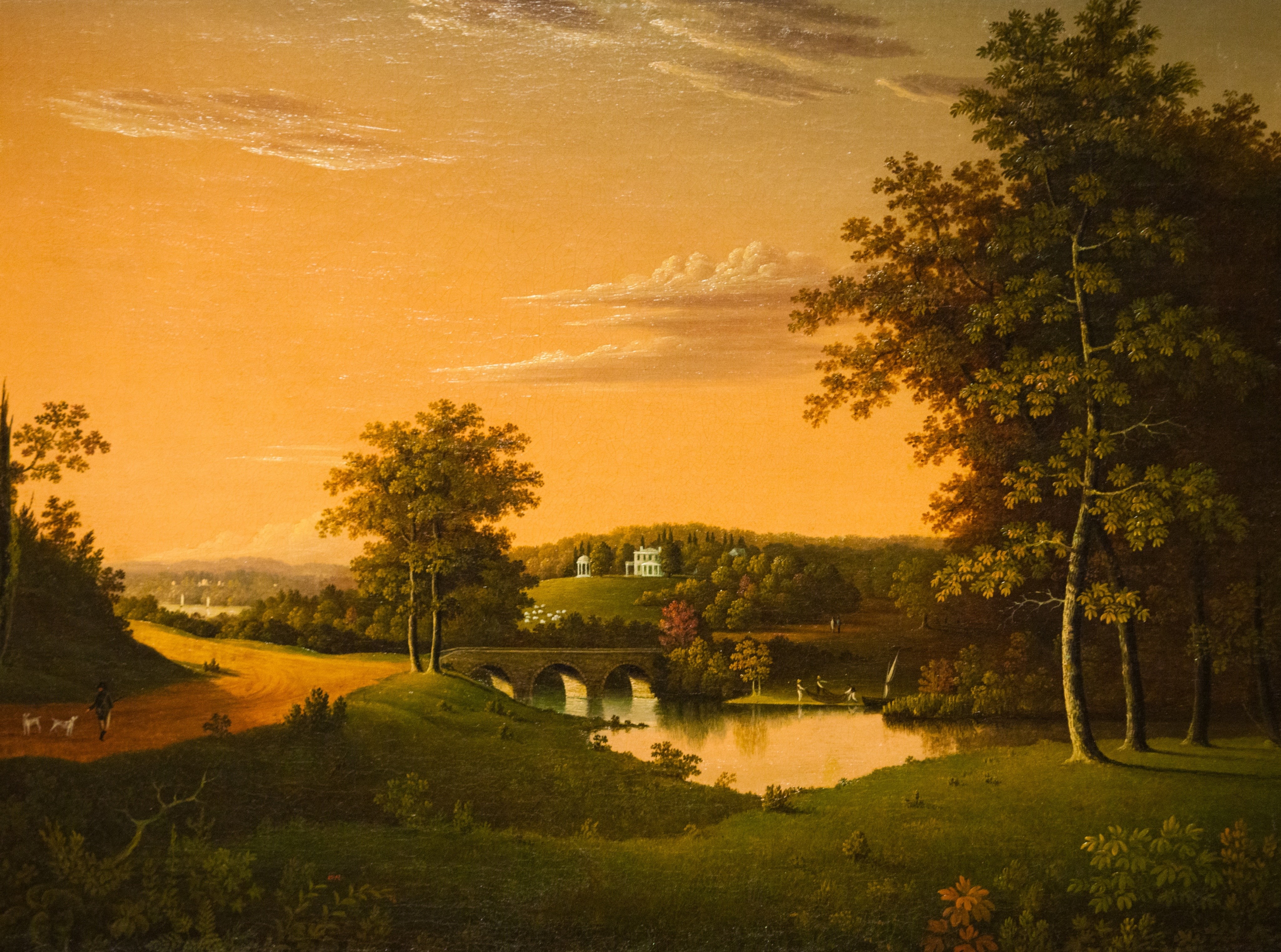 tranquility, Attributed to Charles Lawrence, land, illinois, tree, orange color, green, want, sky, go, landscape, scenics - nature, Drawings, green color, HD Wallpaper