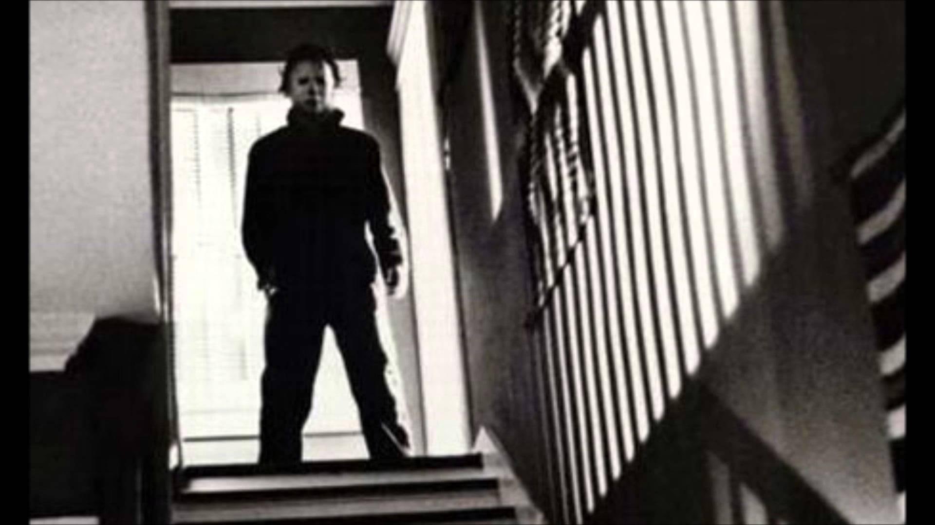halloween, photography, standing, stairs, man, 1080P, michael-myers, grayscale, myers, killer, michael, the-shape, HD Wallpaper