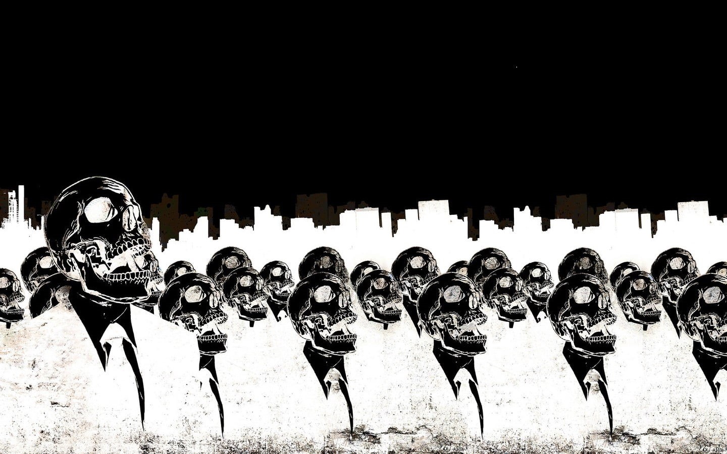 monochrome, white, military, field, group of people, architecture, 720P, skull, helmet, in a row, men, day, death, skeleton, security, minimalism, side by side, HD Wallpaper