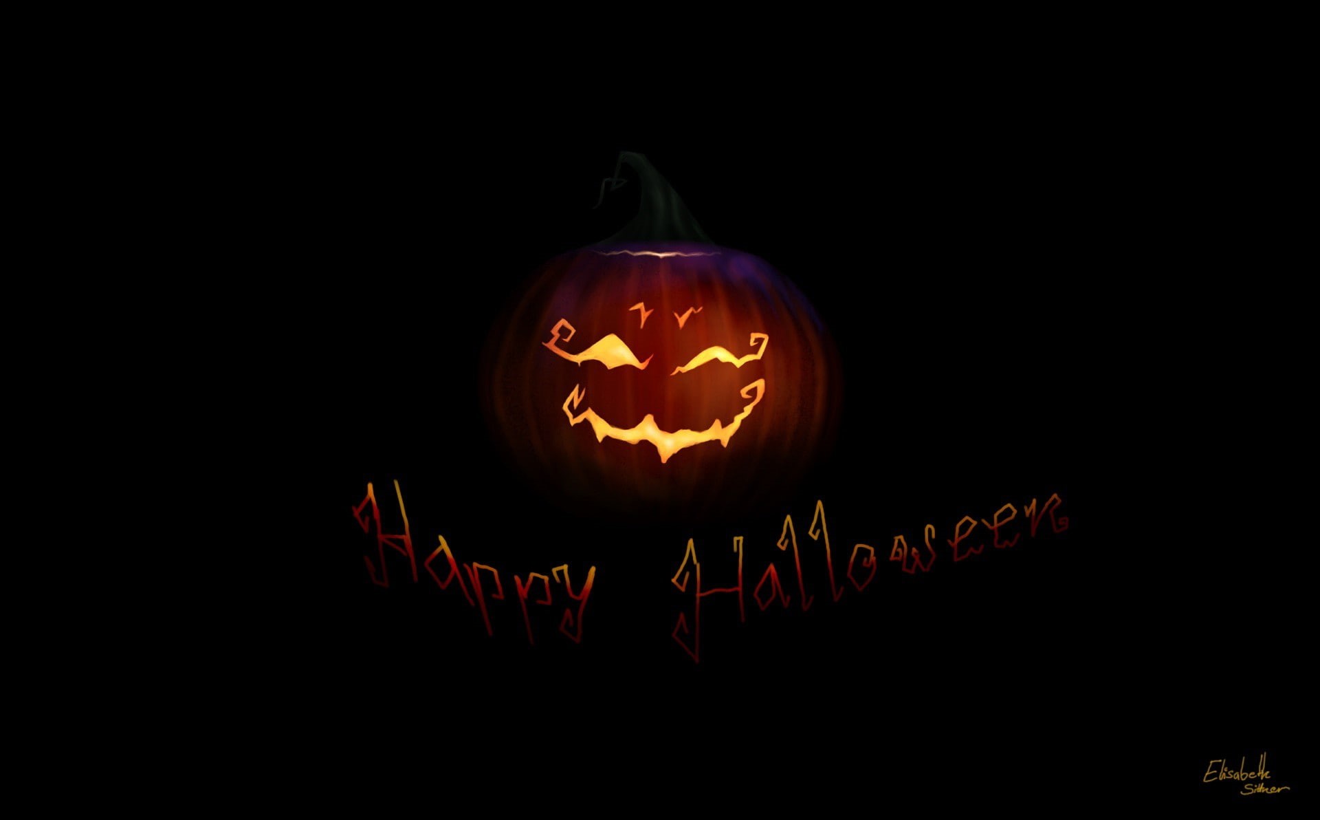 Halloween, pumpkin, art, holiday, 1080P, the inscription, black background, HD Wallpaper