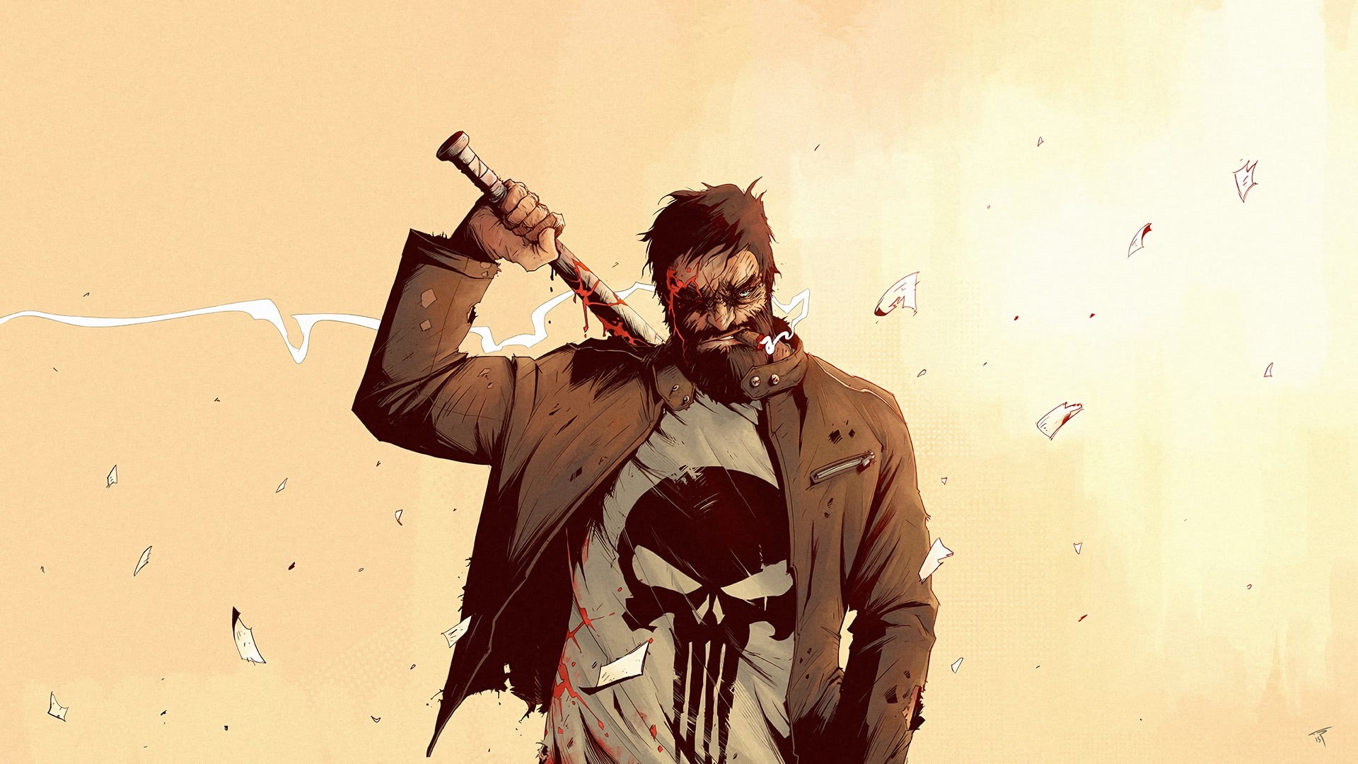 arts culture and entertainment, The Punisher, casual clothing, obscured face, real people, Marvel Comics, 1080P, three quarter length, clothing, HD Wallpaper