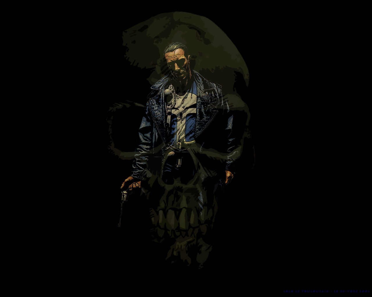 black, 720P, cartoon/comic, hd, punisher, HD Wallpaper