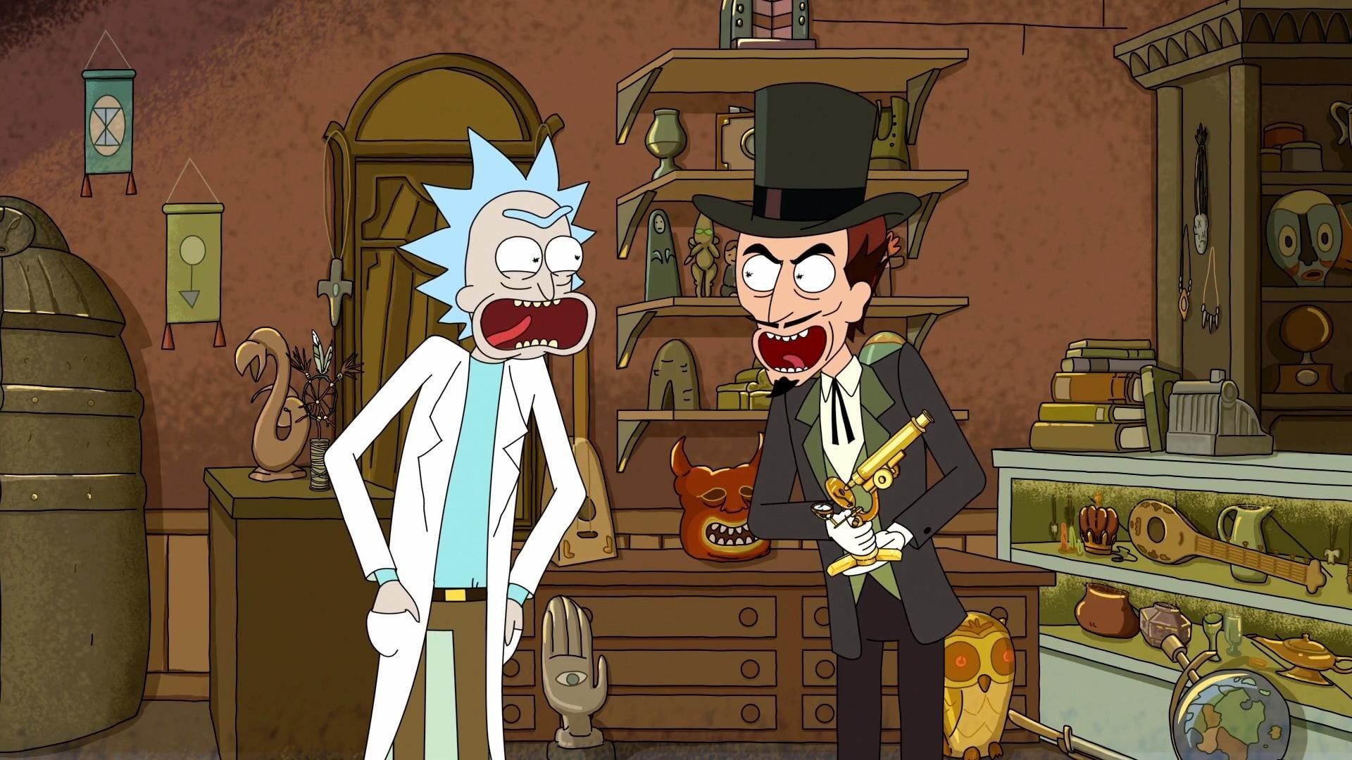 no people, architecture, wall - building feature, Rick Sanchez, male likeness, morty, disguise, Rick and Morty, day, built structure, creativity, craft, HD Wallpaper
