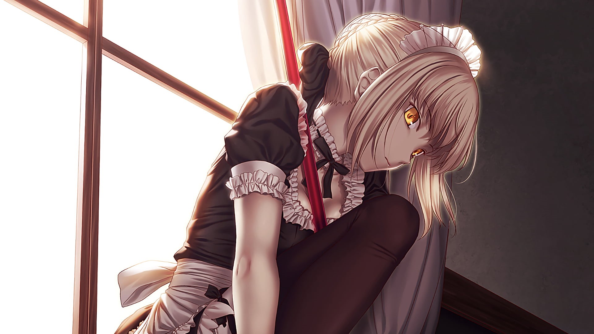 hair, hairstyle, beautiful woman, adult, indoors, young adult, portrait, blond hair, Fate/Stay Night, sunlight, casual clothing, 1080P, real people, women, HD Wallpaper