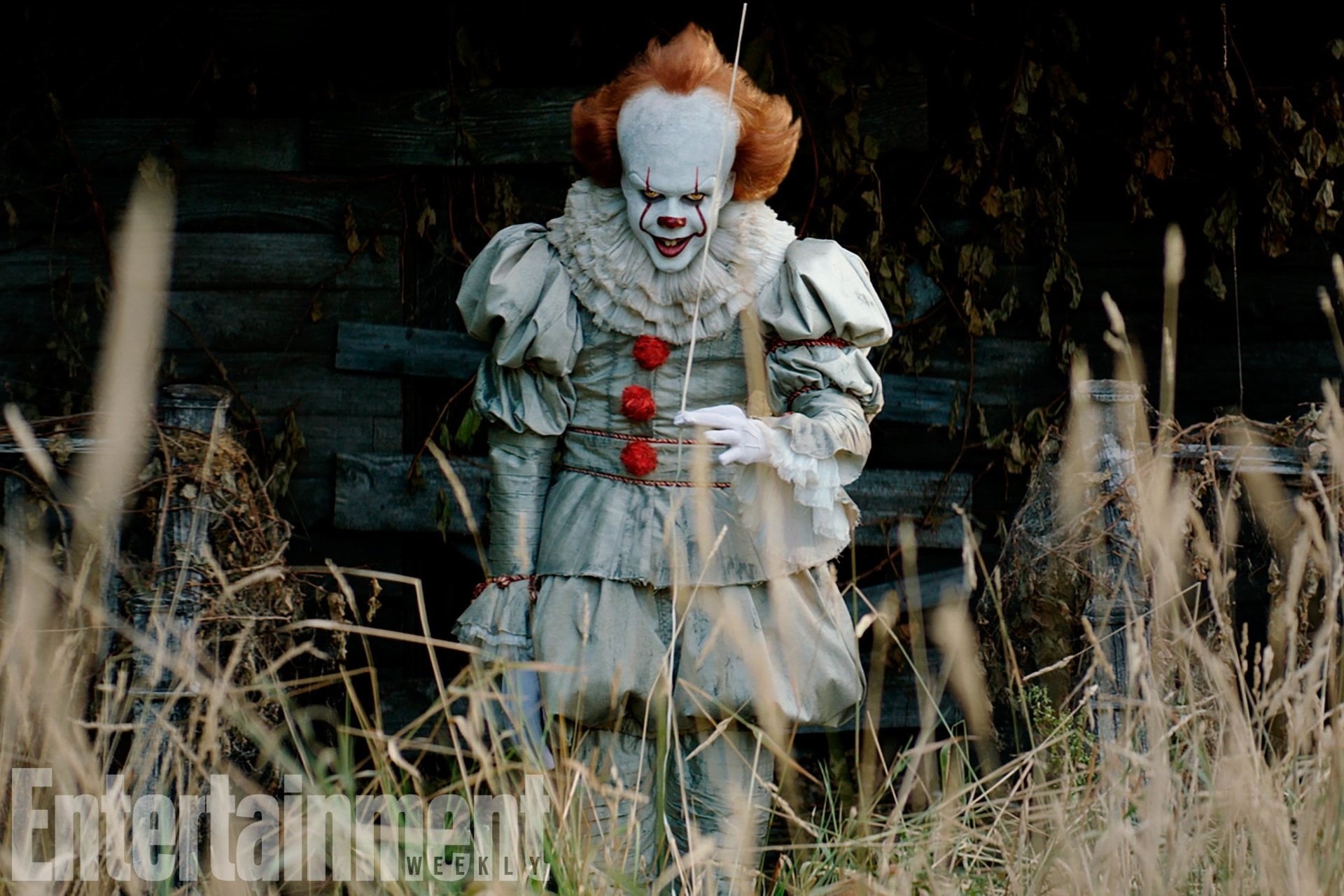 field, front view, mammal, land, Pennywise (It), people, outdoors, It (2017), art and craft, pennywise, costume, day, stuffed toy, representation, HD Wallpaper