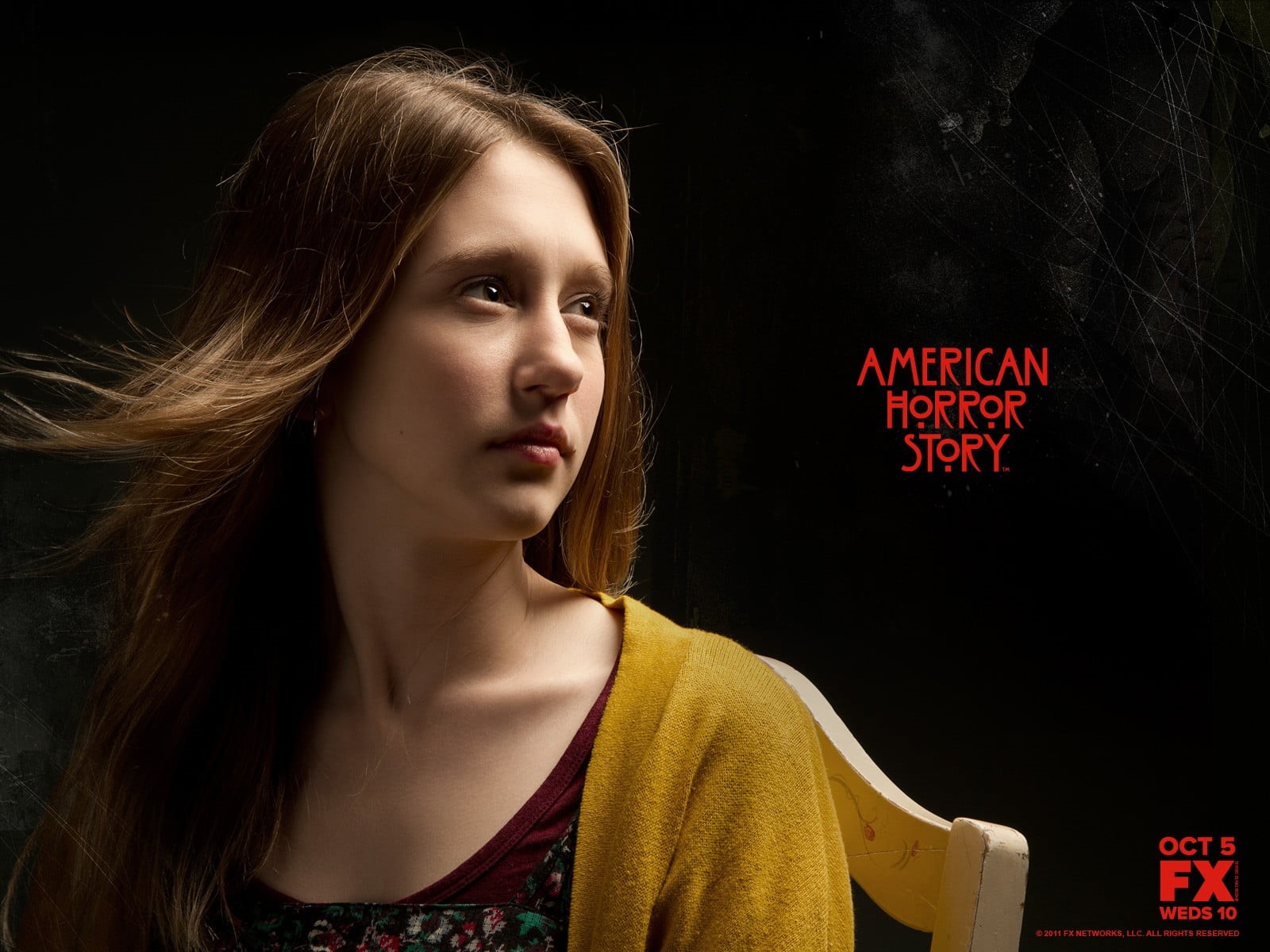 headshot, one person, teenager, studio shot, American Horror Story, red, horror, text, contemplation, portrait, Taissa Farmiga, 720P, story, beautiful woman, HD Wallpaper