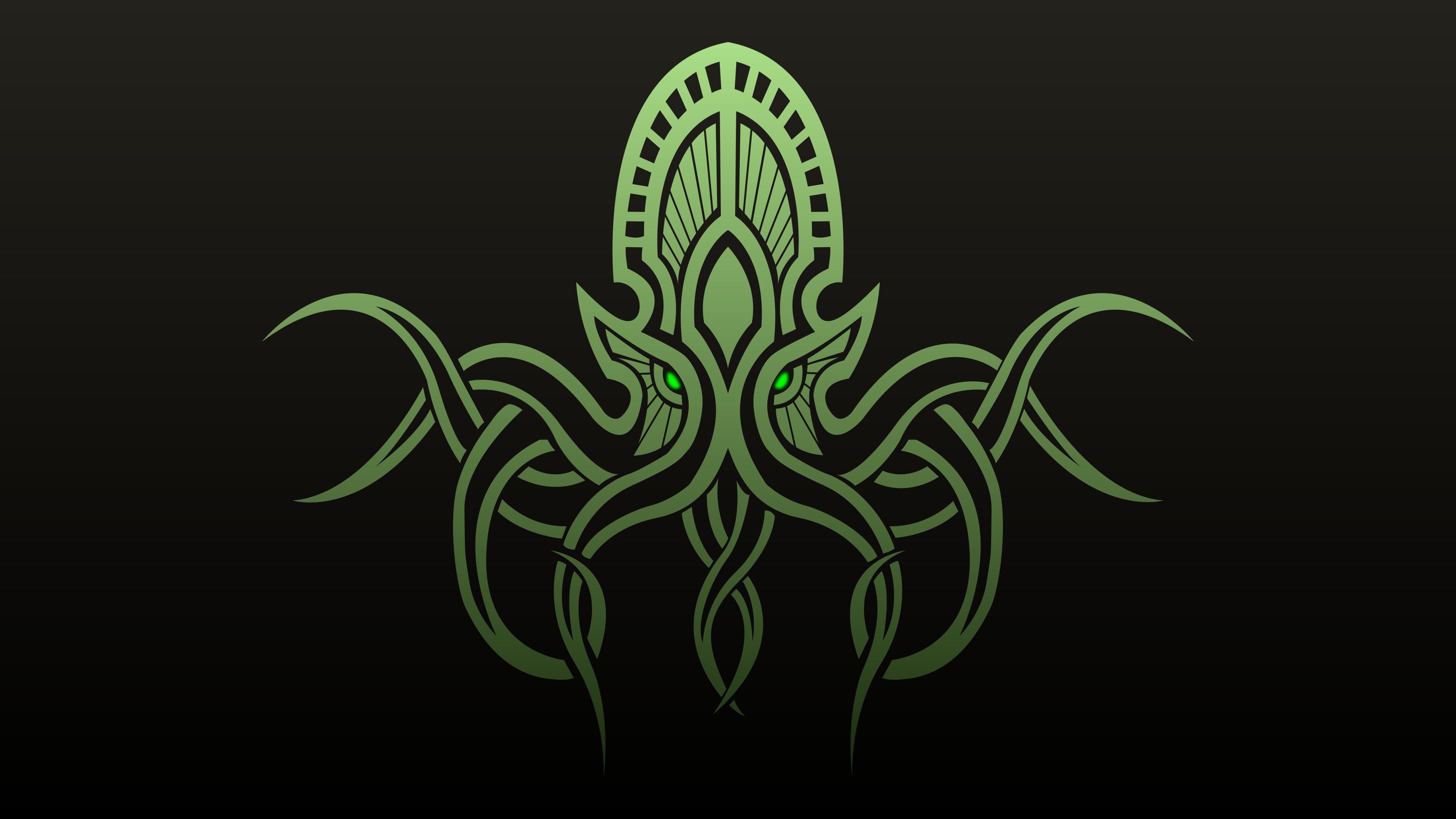Cthulhu, H. P. Lovecraft, minimalism, octopus, 4K, HD Wallpaper
