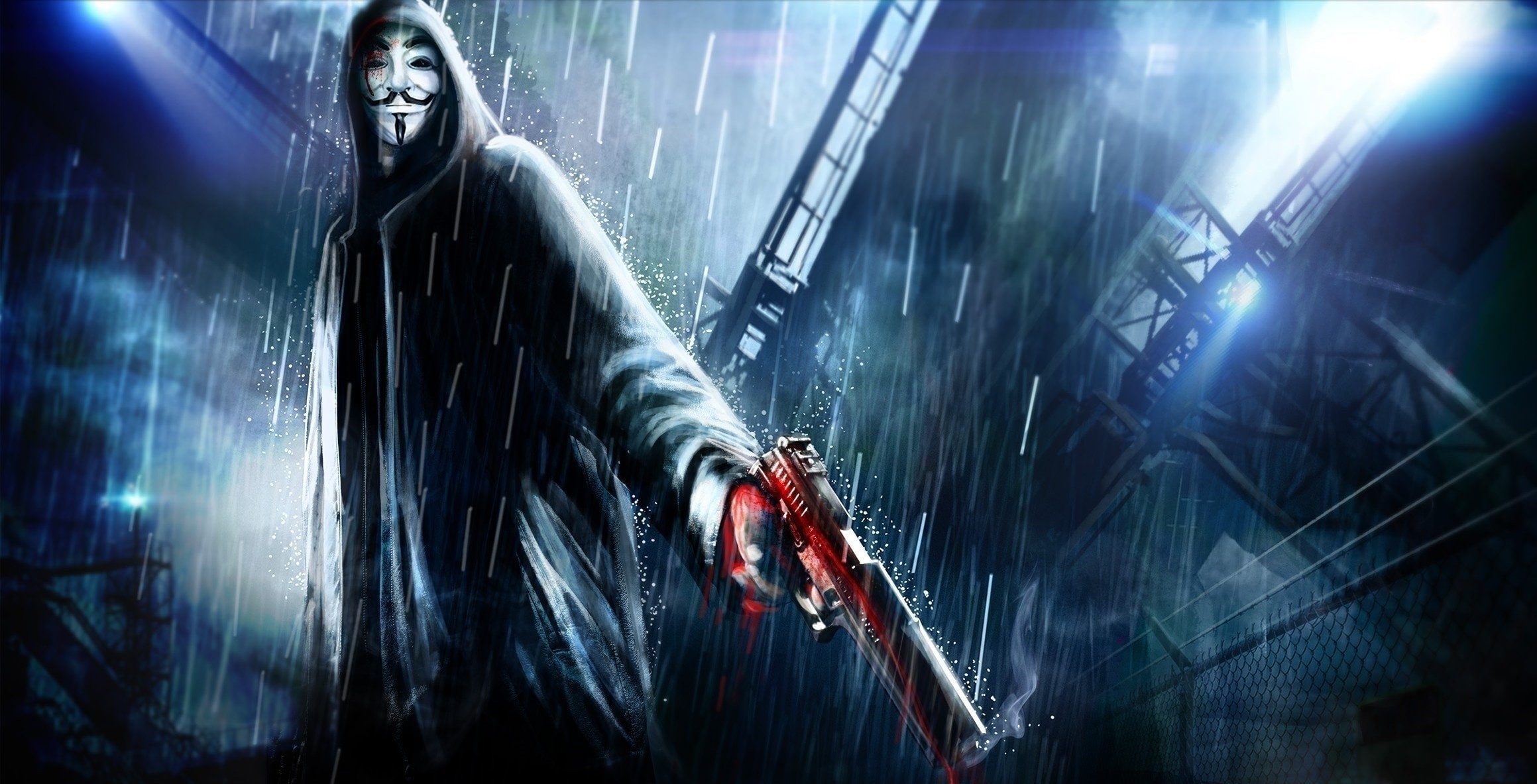 Anonymous, 1080P, computer, poster, 2319x1183 px, hacker, Internet, hacking, anarchy, HD Wallpaper