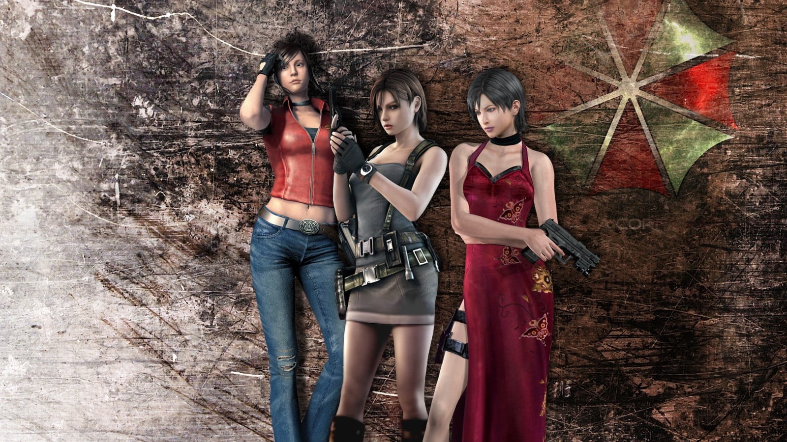 togetherness, video games, standing, casual clothing, red, Jill Valentine, outdoors, two people, teenager, women, real people, Claire Redfield, wall - building feature, HD Wallpaper