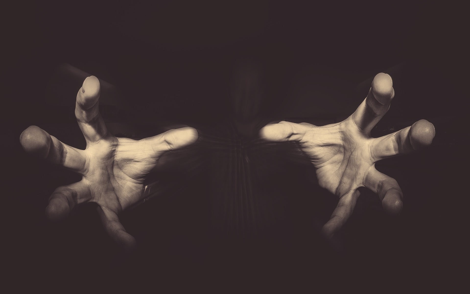 black background, hand, human finger, spooky, human body part, close-up, person, real people, human hand, multiple image, reflection, finger, people, s, HD Wallpaper