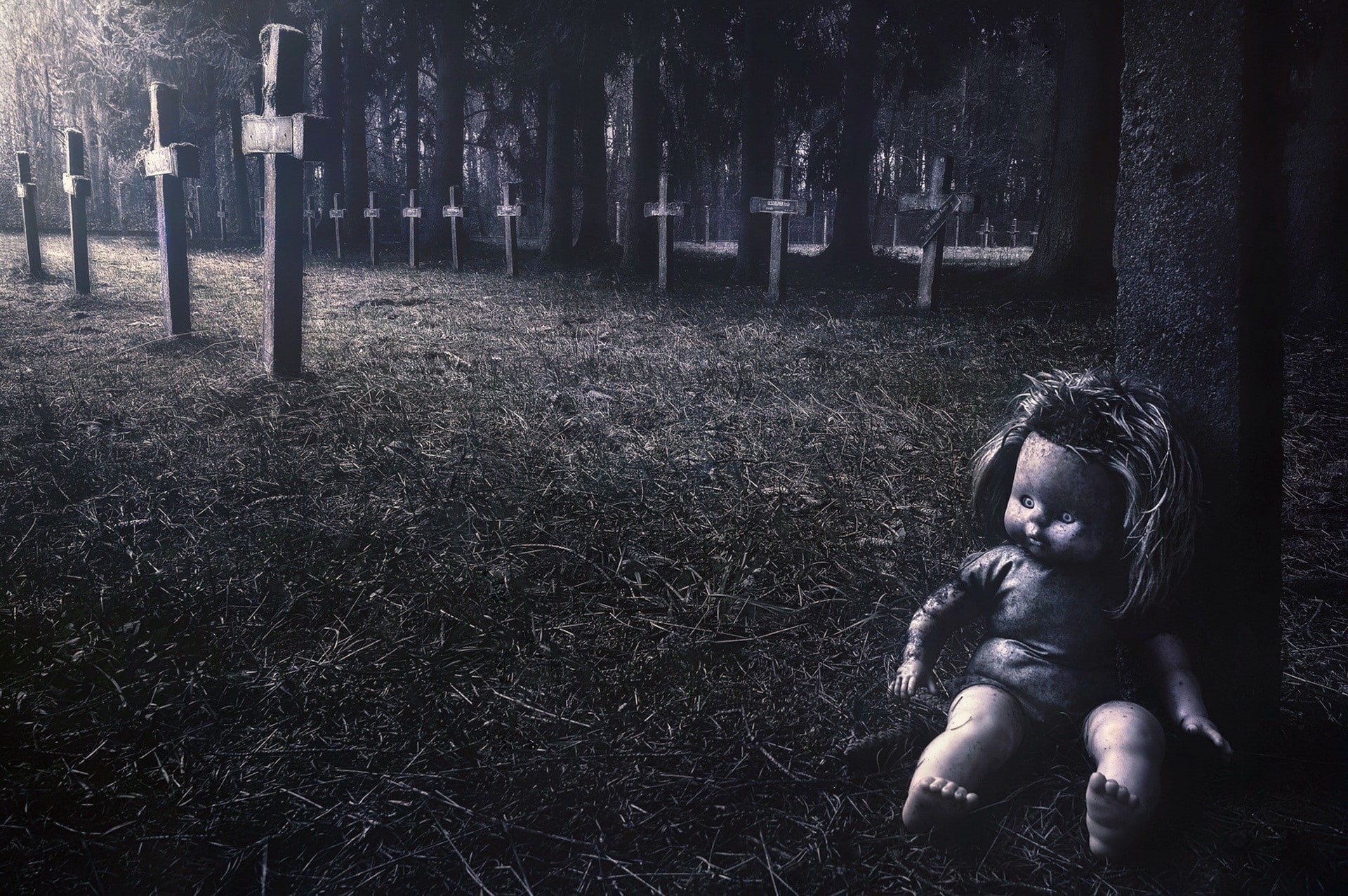 puppets, graveyards, 1080P, spooky, HD Wallpaper
