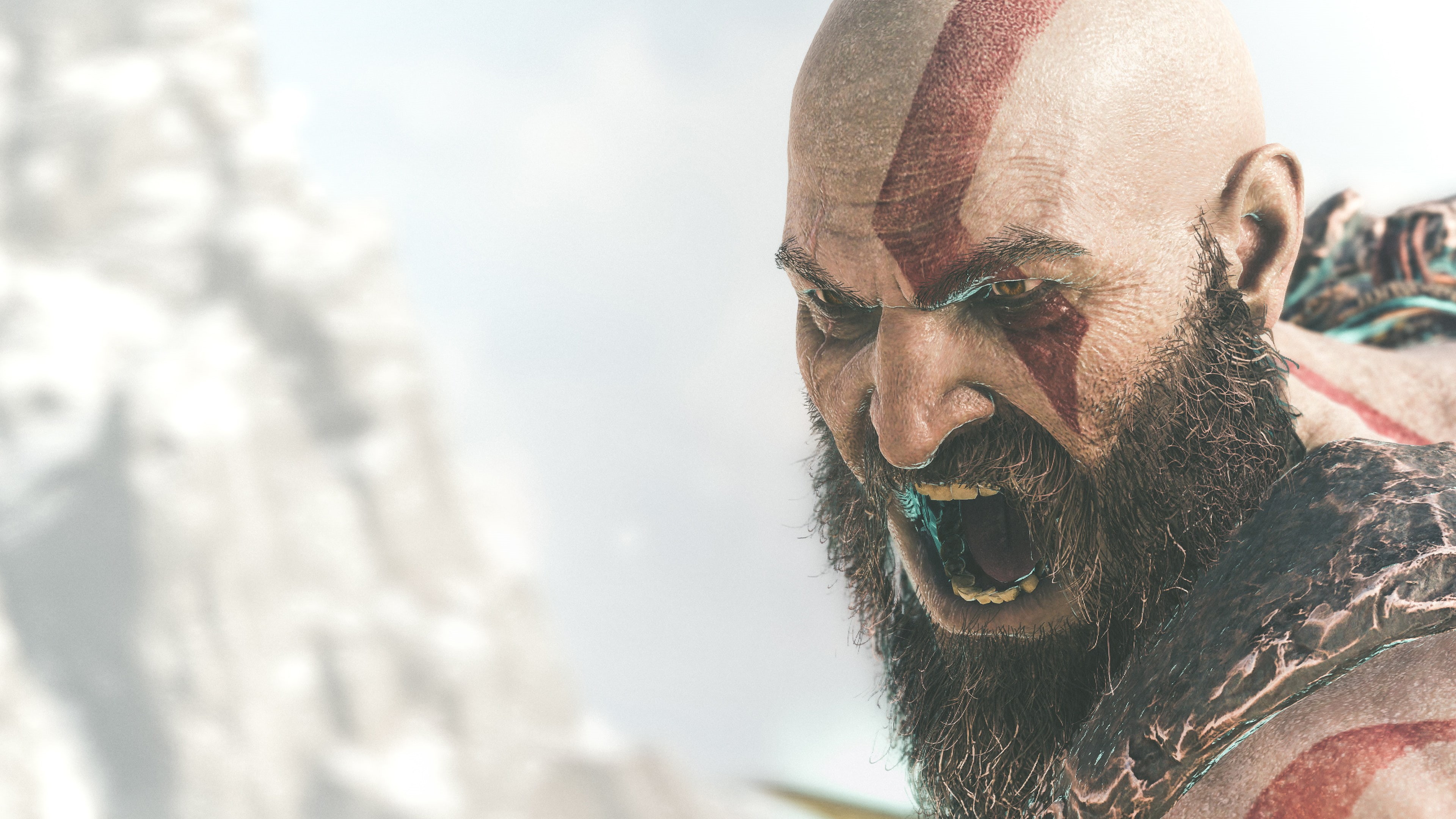 outdoors, contemplation, men, day, focus on foreground, k, one person, anger, mature adult, lifestyles, close-up, mature men, mouth open, Kratos, 4K, headshot, HD Wallpaper