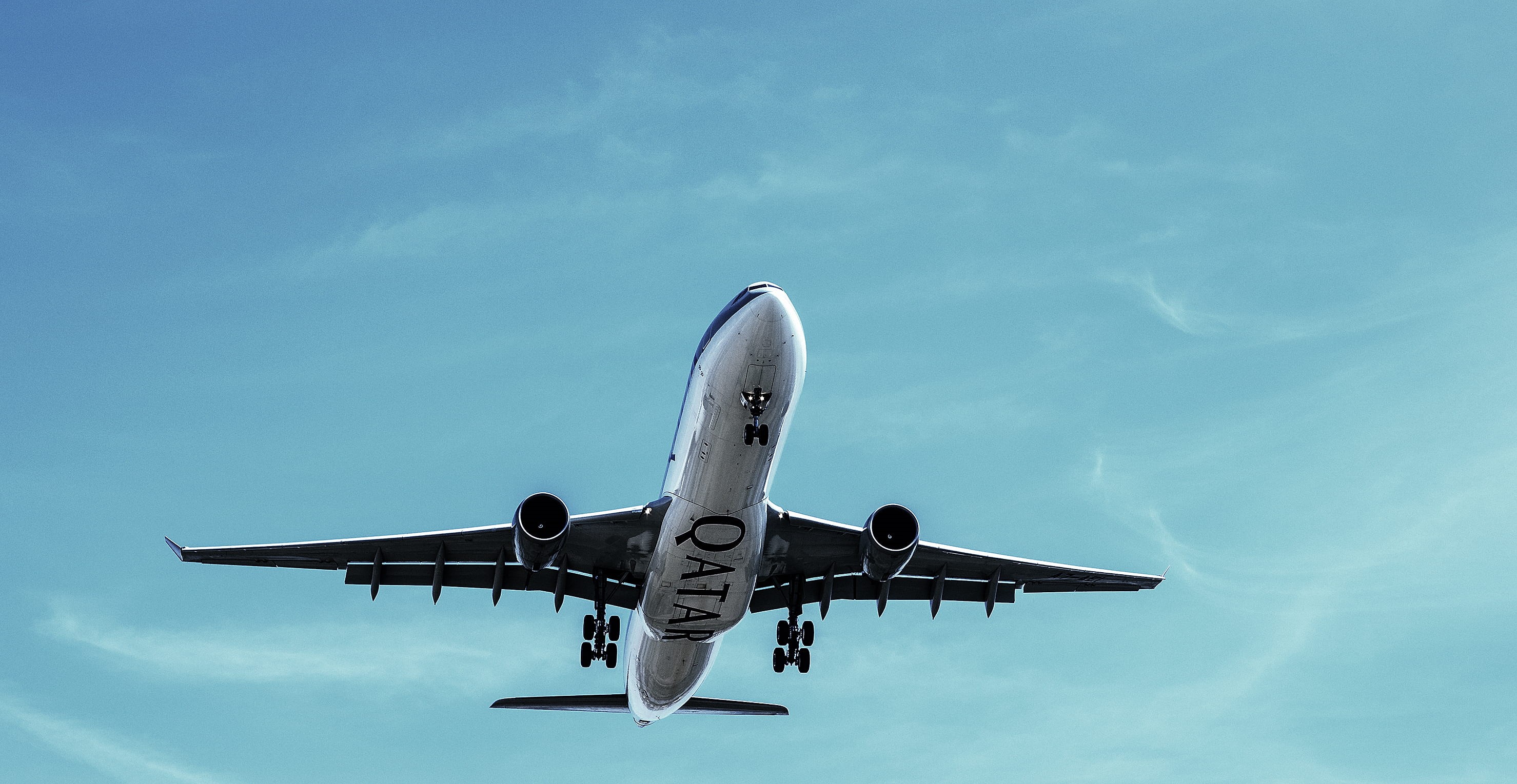 aircraft, taking off, flying, aviation, airline, qatar, air traffic, transport, cloud - sky, above, fuselage, holiday, airbus, airplane, flight, vehicle, HD Wallpaper