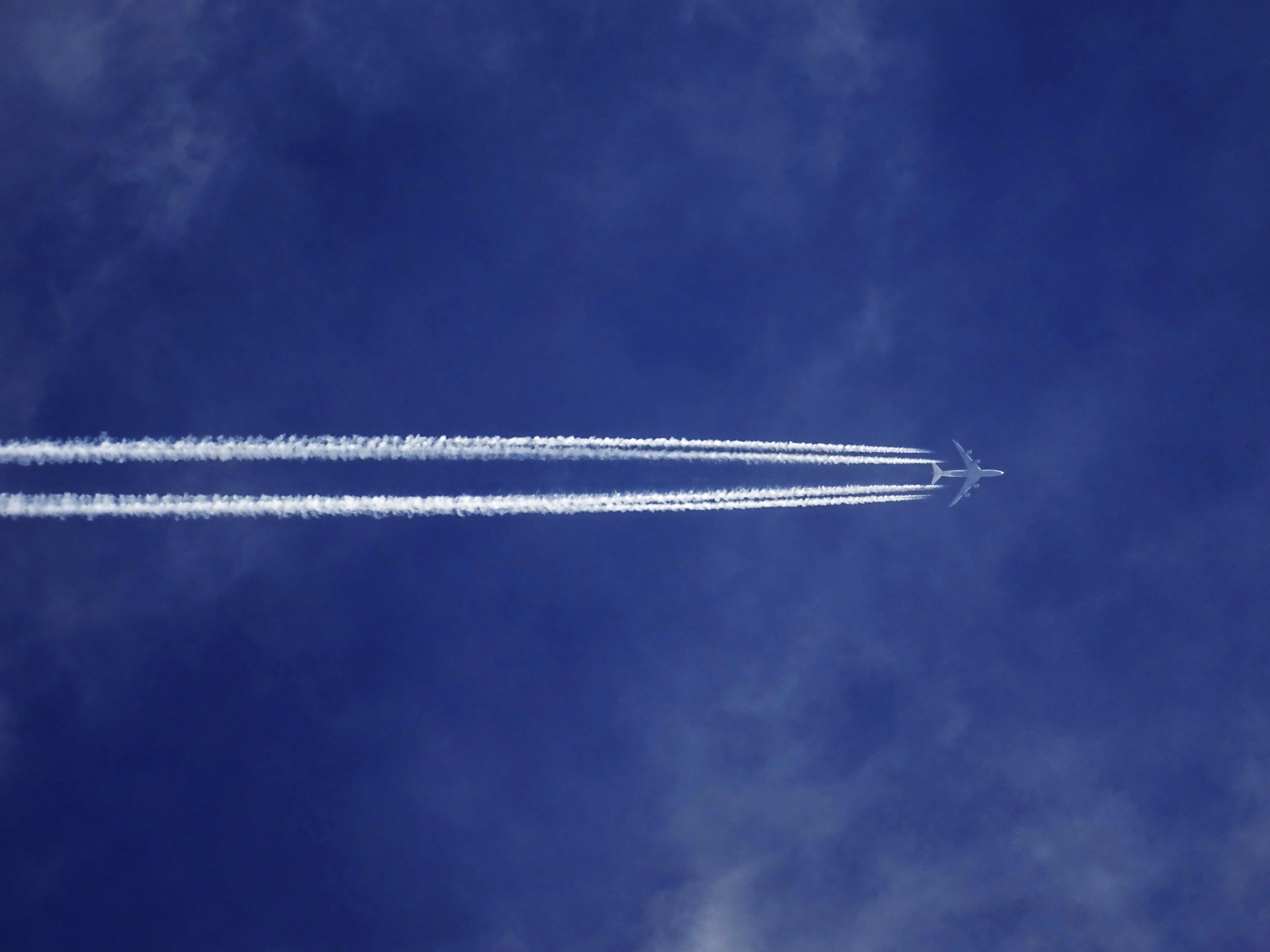 clouds, mode of transportation, wings, blue, aviation, flying, weather, air vehicle, contrail, mid-air, sky, flight, aerospace industry, airshow, leaving, HD Wallpaper
