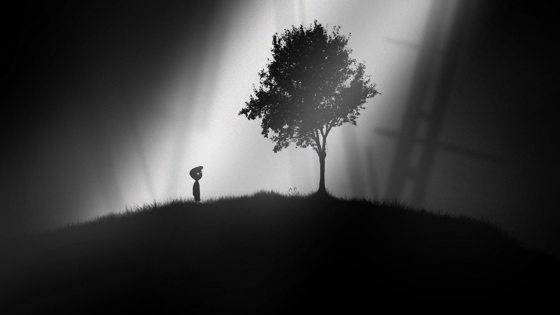 1080P, trees, monochrome, Limbo, sunlight, HD Wallpaper