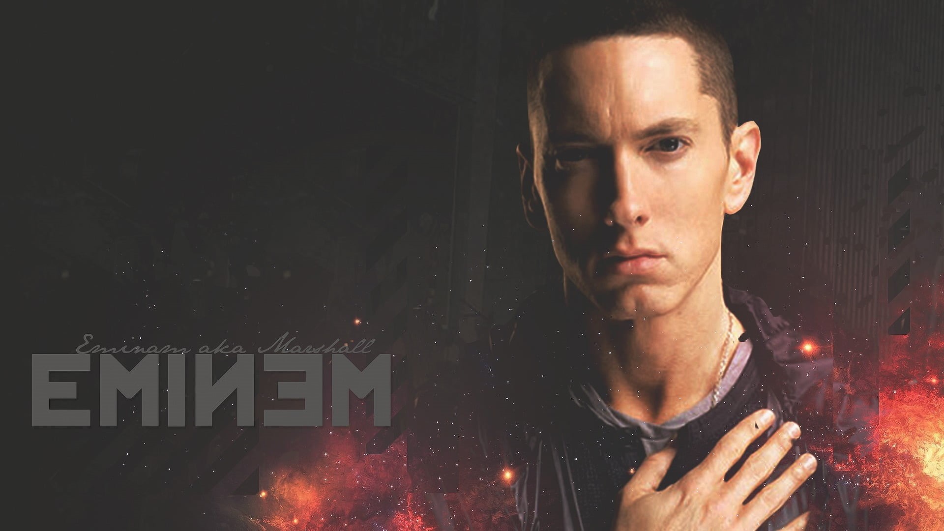 young adult, looking away, Eminem, lifestyles, portrait, text, one person, leisure activity, men, front view, celebrity, casual clothing, headshot, HD Wallpaper