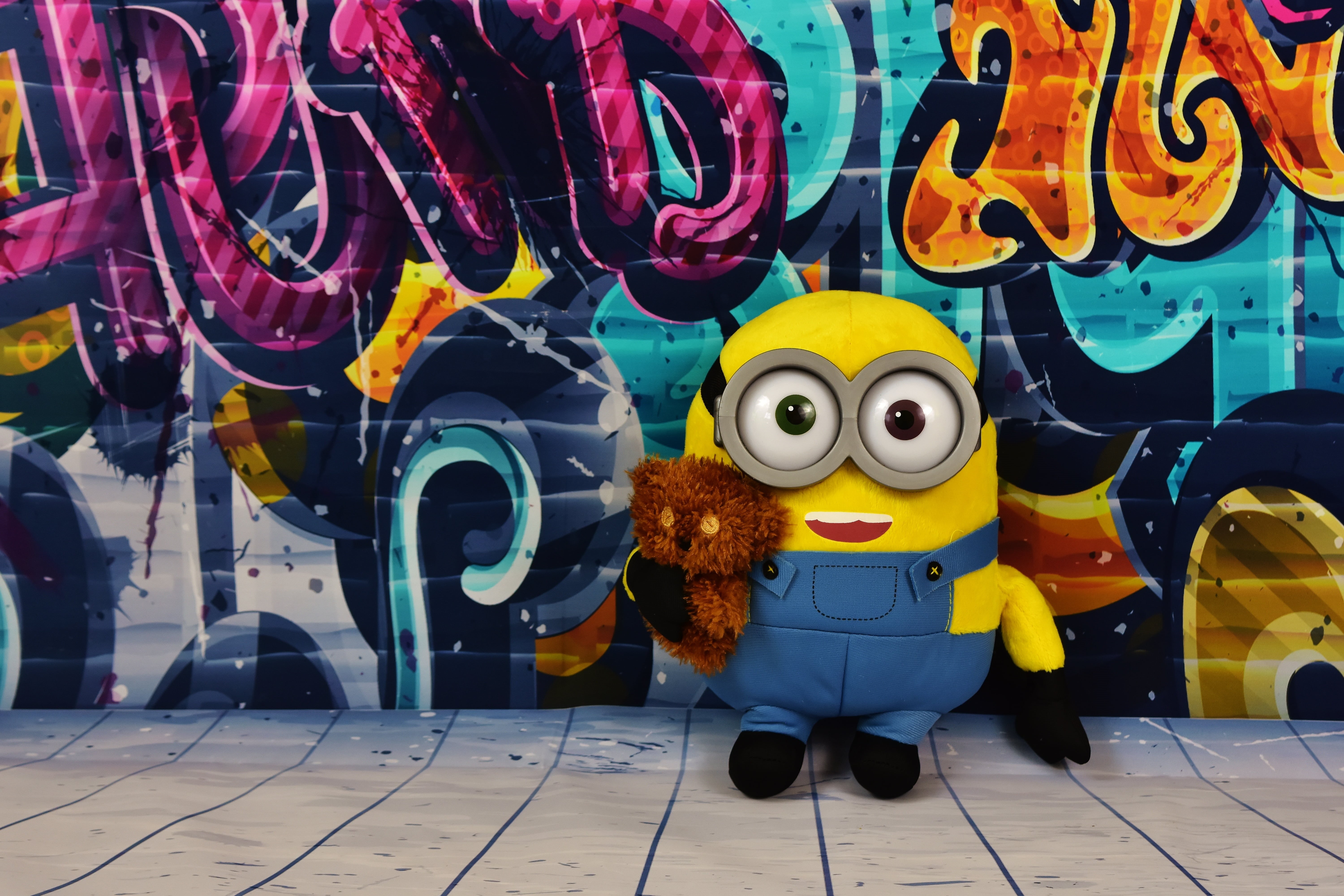 minion, market, retail, 5K, arts culture and entertainment, mask, inflatable, soft toy, representation, funny, despicable, large group of objects, teddy, HD Wallpaper