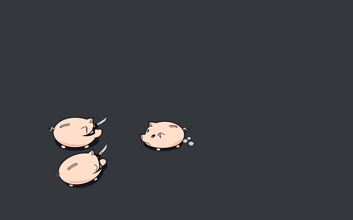 art, pig, fun, 720P, funny, coin, banks, illustration, HD Wallpaper