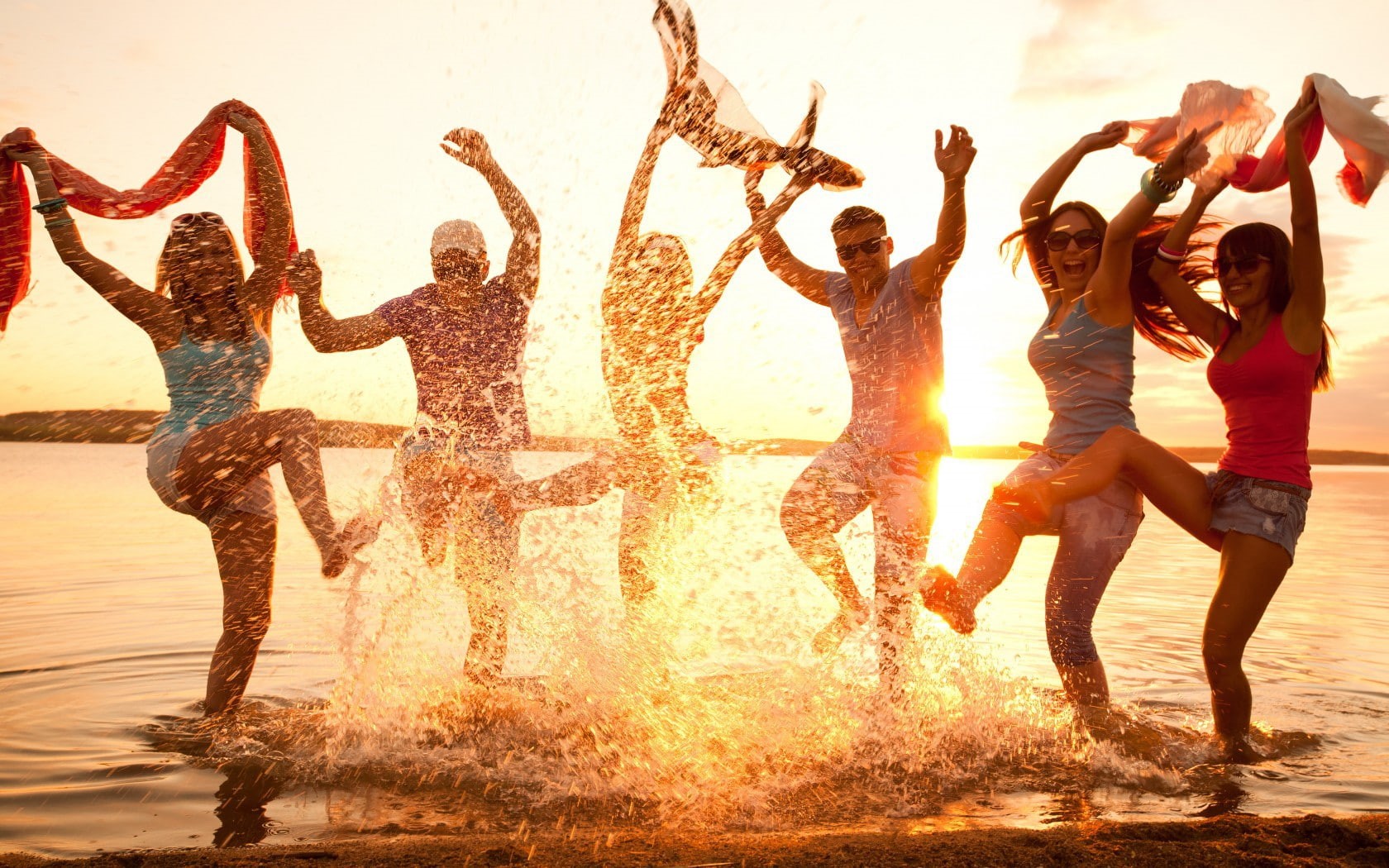 jump, party, fun, photo, 720P, people, dancing, shot, beach, youth, mood, view, sunset, HD Wallpaper