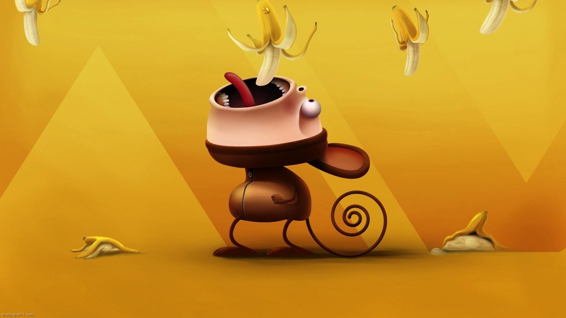 funny, monkey, bananas, eating, 1080P, fun, HD Wallpaper
