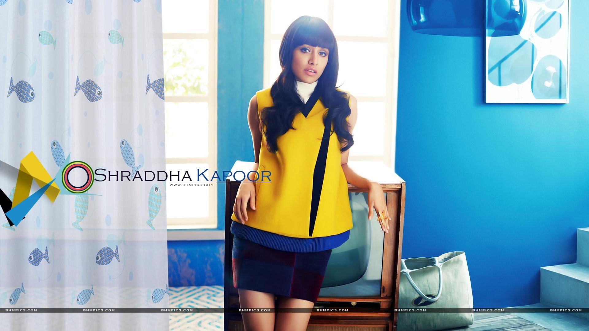 top, actress, shraddha kapoor, yellow, kapoor, 1080P, female celebrities, bollywood, shraddha, HD Wallpaper