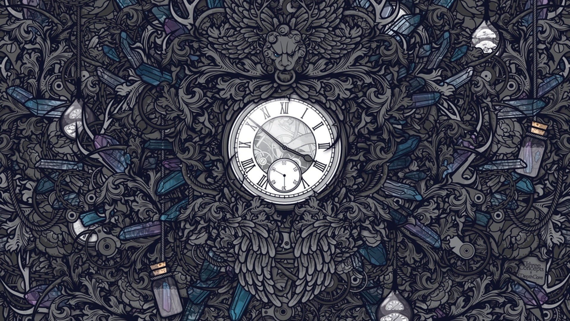 time, close-up, shape, built structure, white, circle, floral Pattern, low angle view, clock, ceiling, analog, digital, instrument of time, directly below, HD Wallpaper