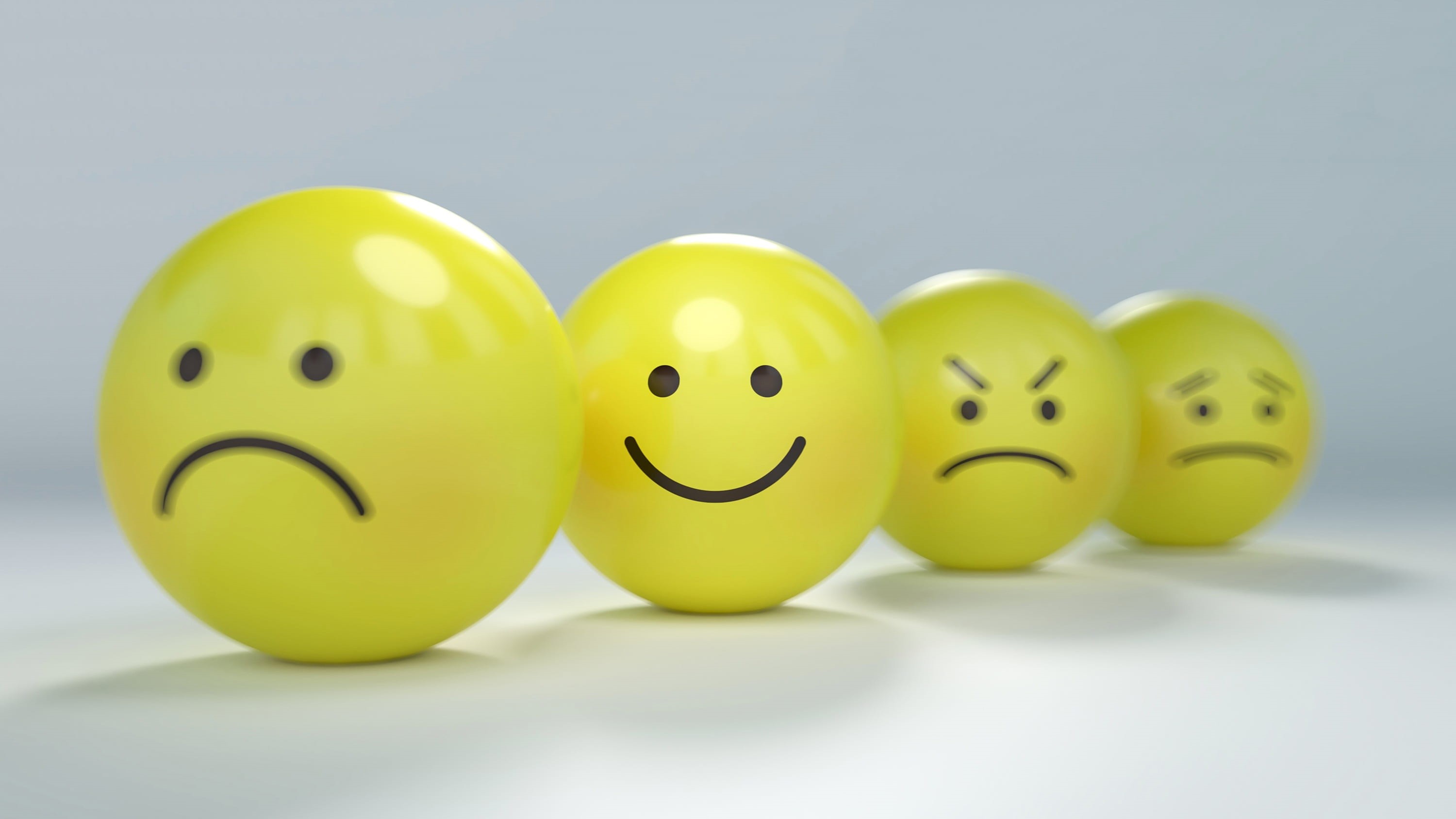 good, food, emoticon, moody, mood, anger, humor, finance, happiness, smiling, unhappy, confused, idea, madness, sadness, four, facial, yellow, expression, HD Wallpaper