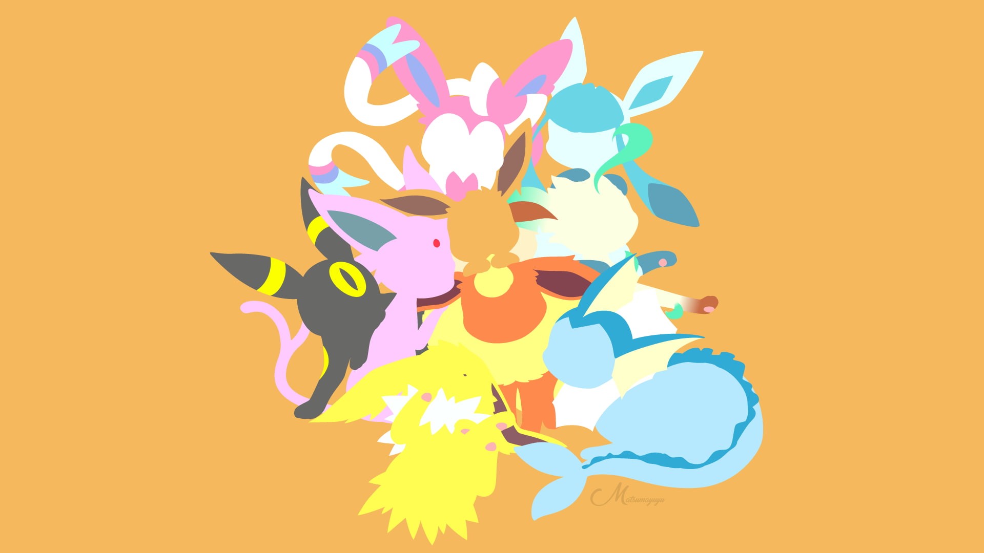 Espeon (Pokémon), 1080P, Umbreon (Pokémon), Vaporeon (Pokémon), Flareon (Pokémon), Jolteon (Pokémon), Leafeon (Pokémon), Sylveon (Pokémon), Pokémon, Eevee (Pokémon), HD Wallpaper