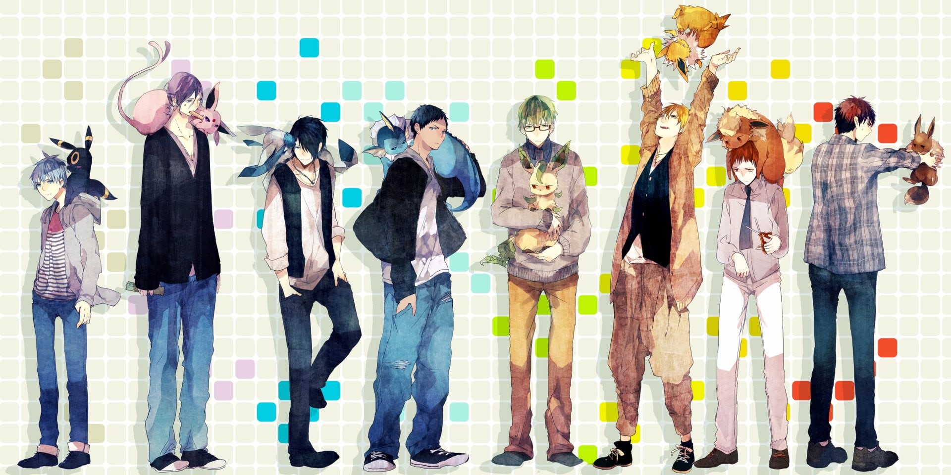 Leafeon (Pokémon), men, real people, males, teenager, Red Hair, human representation, Espeon (Pokémon), Atsushi Murasakibara, Ryōta Kise, representation, HD Wallpaper