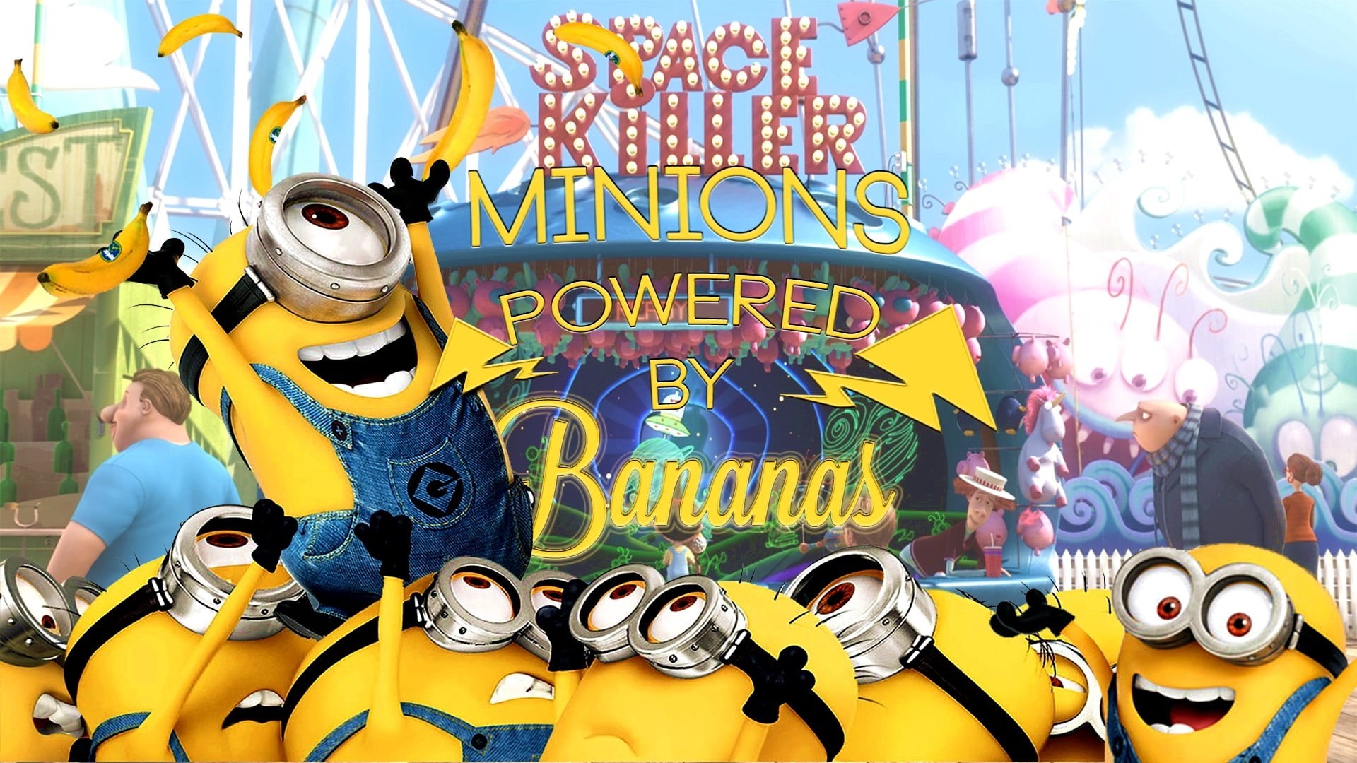 bananas, graffiti, leisure activity, arts culture and entertainment, real people, happy, art and craft, multi colored, male likeness, backgrounds, outdoors, HD Wallpaper