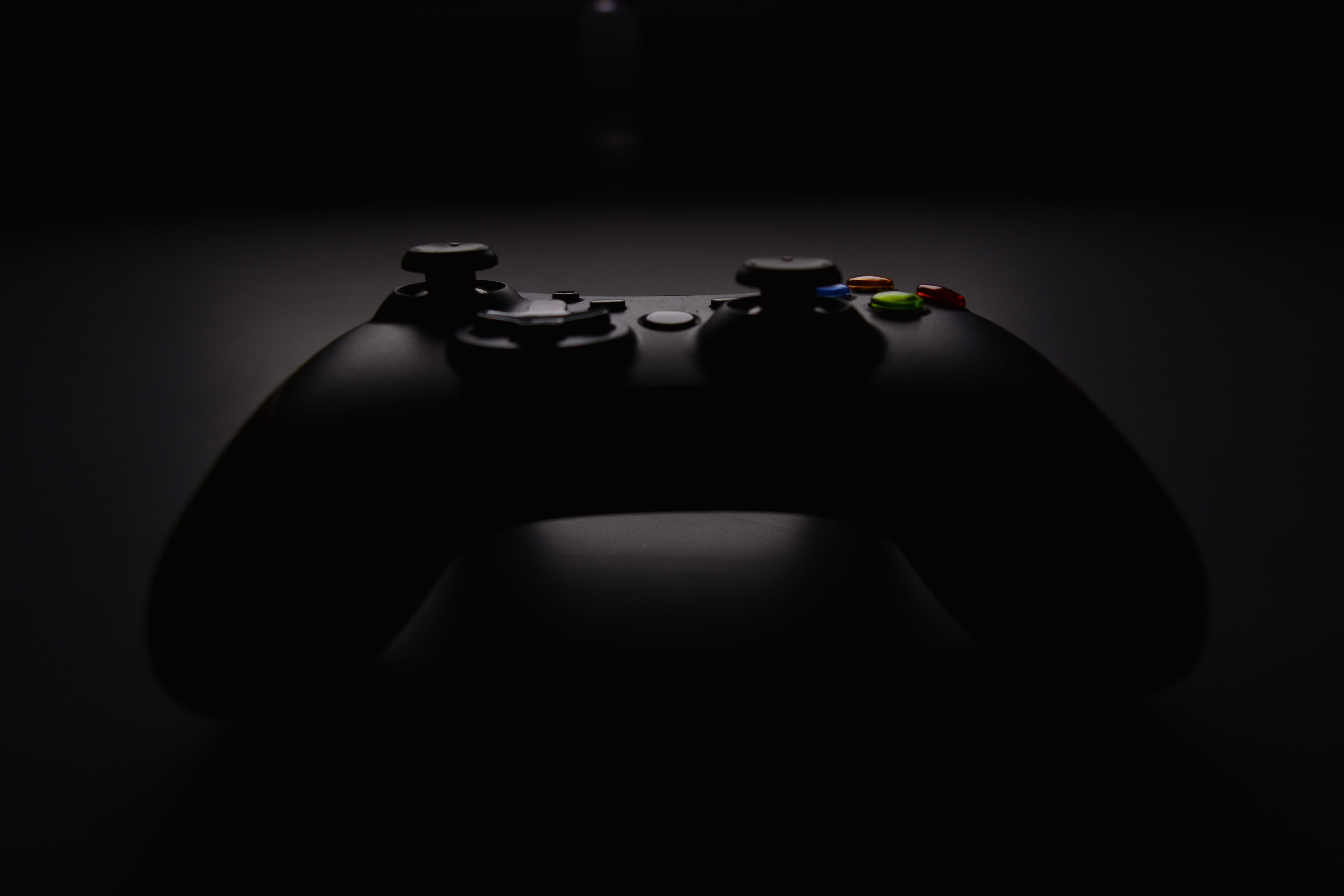 gamer, studio shot, human body part, illuminated, black, equipment, night, black background, wireless, objects/Equipment, spotlight, joystick, technology, HD Wallpaper