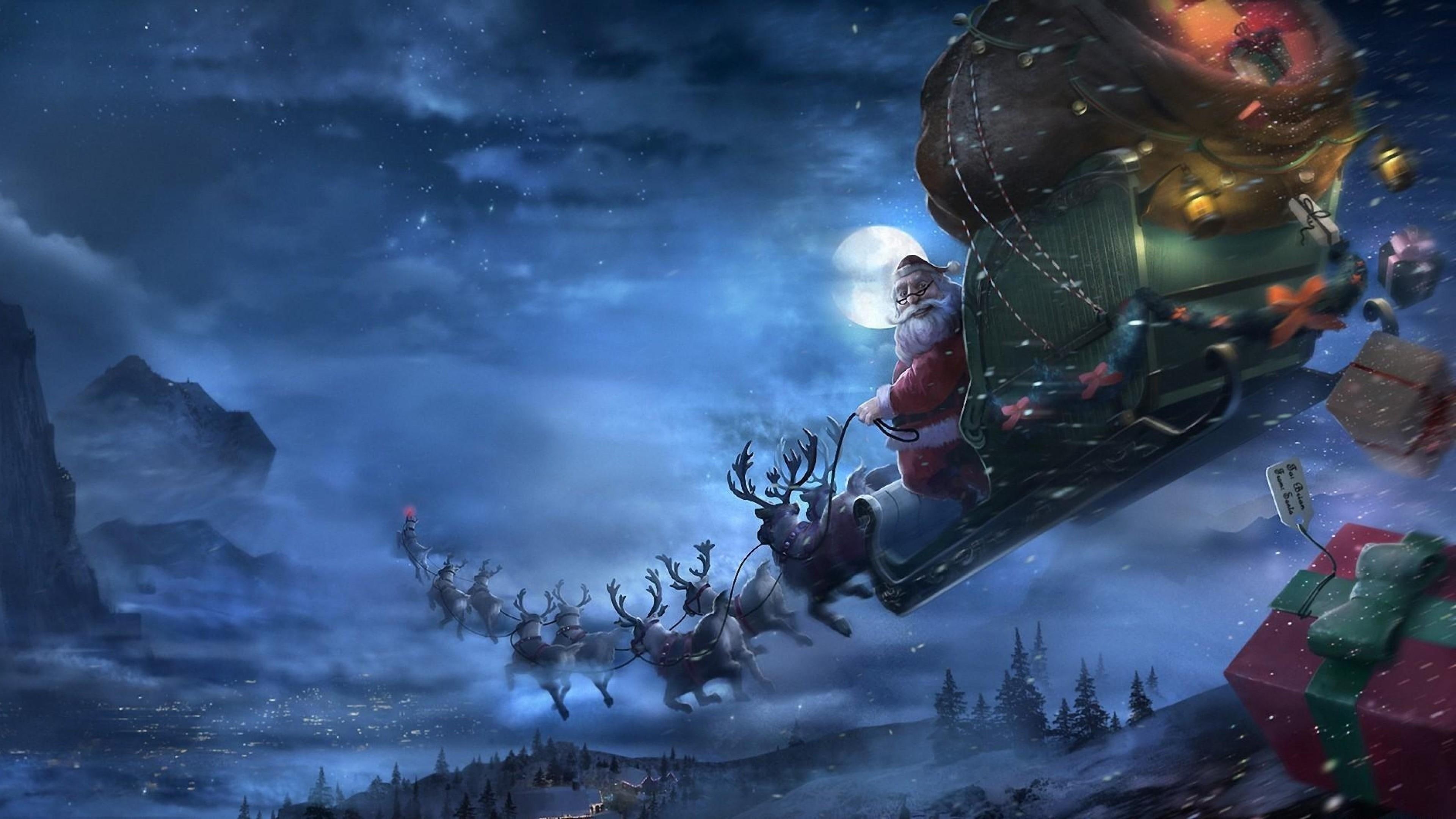 christmas, celebration, winter, santa claus, xmas, 4K, HD Wallpaper