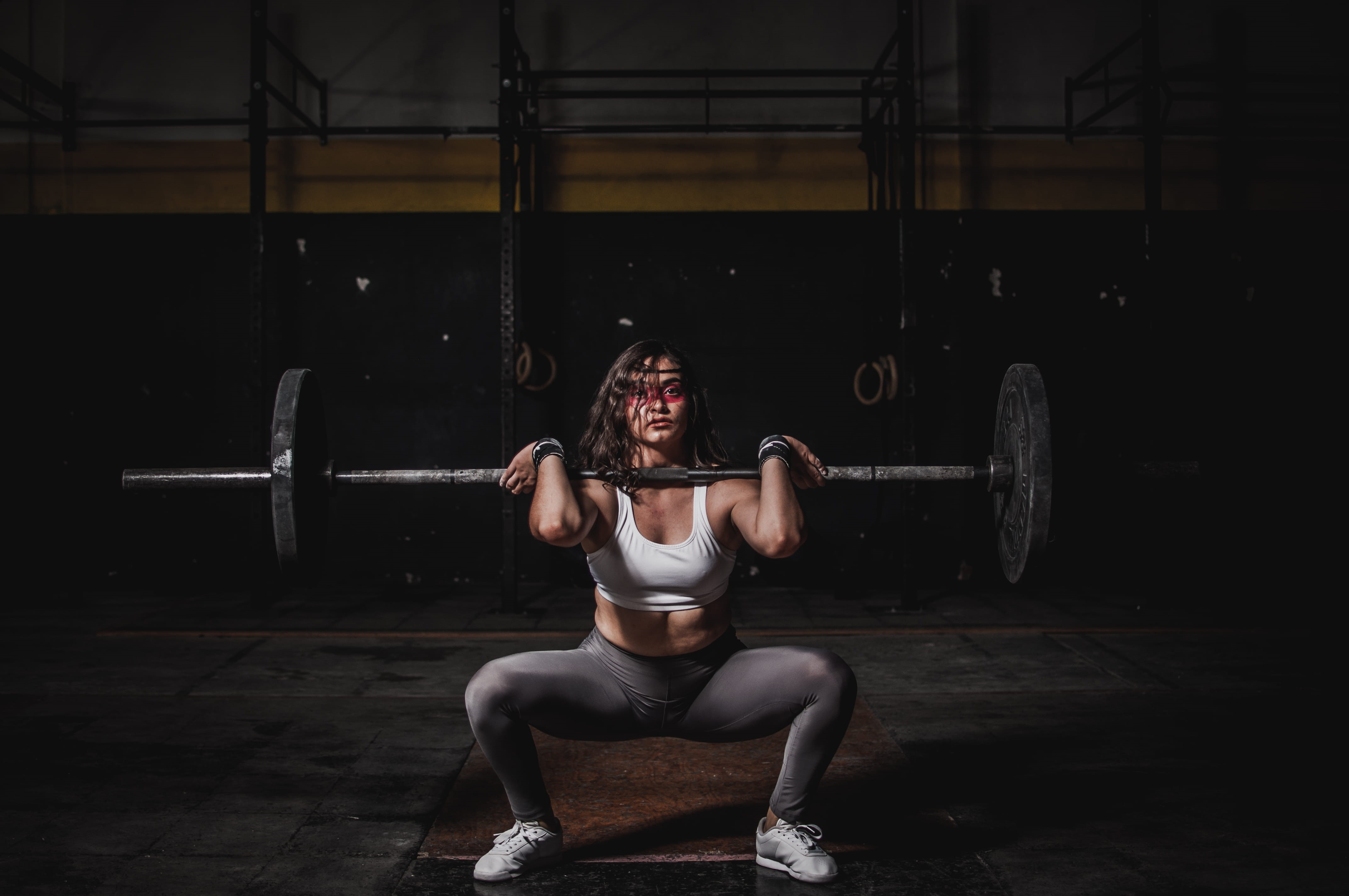 fitness, weights, front view, gym, sports training, body, athlete, muscular build, bodybuilding, vitality, workout, indoors, healthy lifestyle, strong, HD Wallpaper