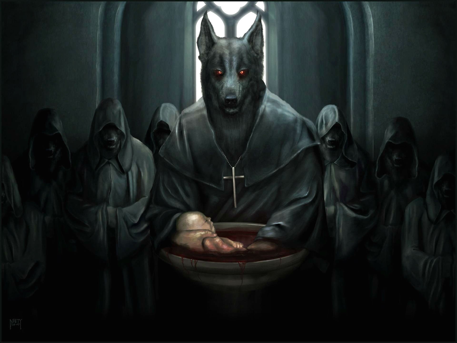 horror, mystery, demon - fictional character, night, hood - clothing, 1080P, front view, bizarre, gothic style, portrait, halloween, knife - weapon, demon, HD Wallpaper