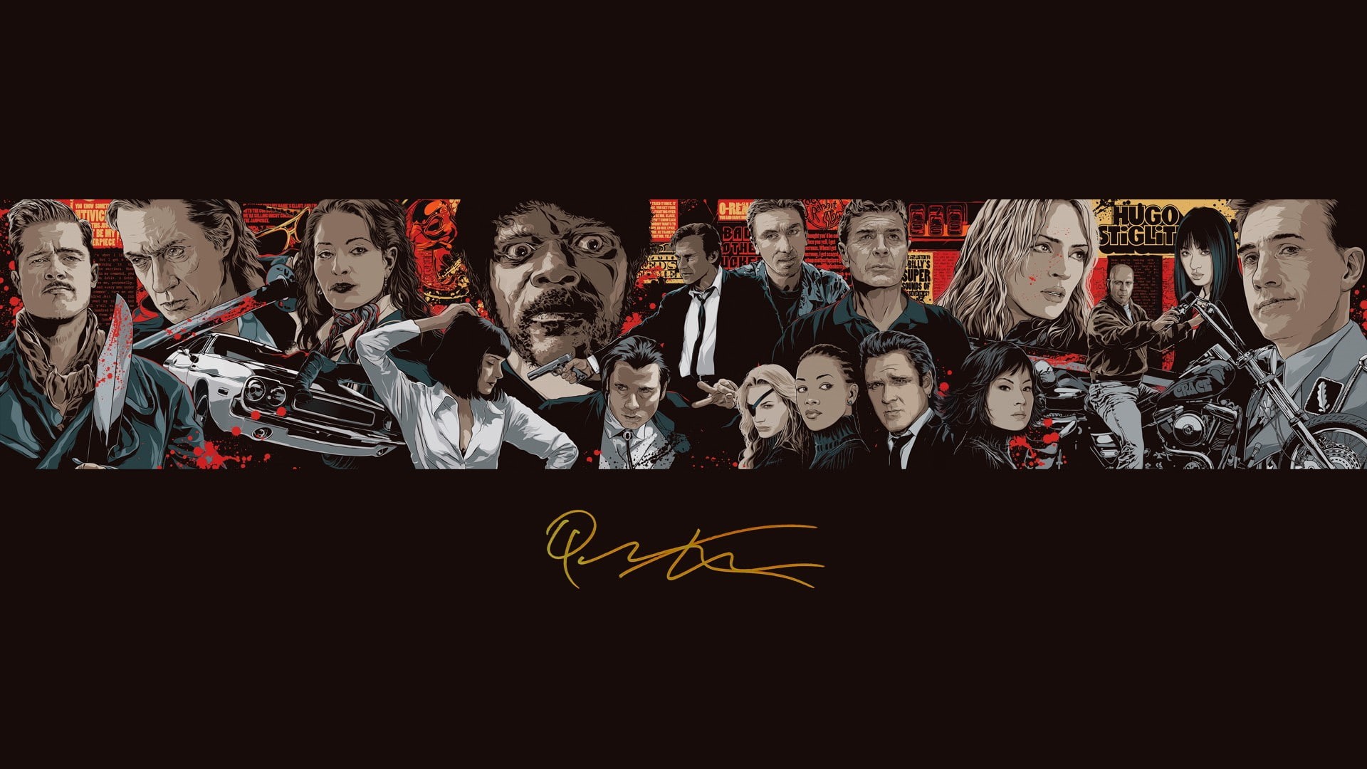 Quentin Tarantino, movies, Jules Winnfield, car, Brad Pitt, Inglourious Basterds, 1080P, Tim Roth, Uma Thurman, John Travolta, Gogo Yubari, Daryl Hannah, HD Wallpaper