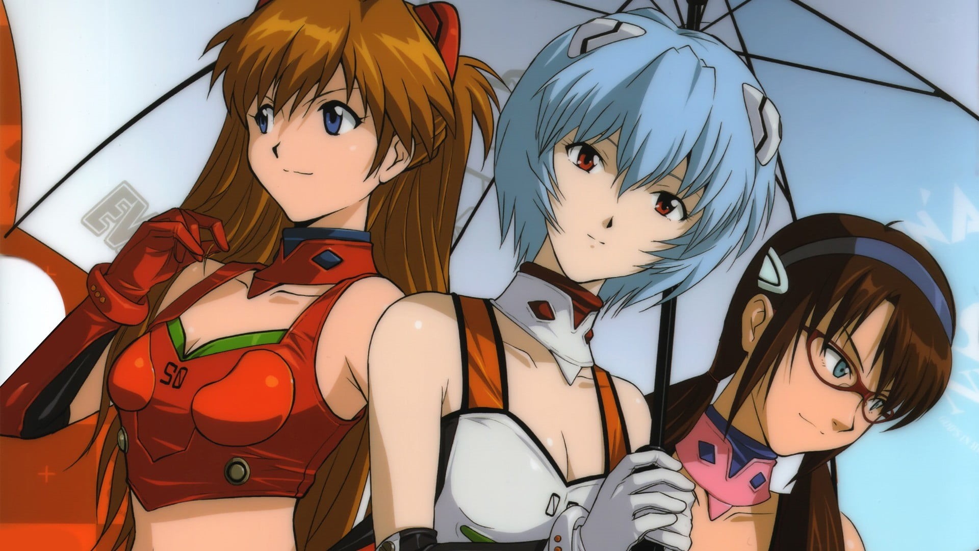 Neon Genesis Evangelion, day, choice, hairstyle, Makinami Mari, multi colored, craft, representation, art and craft, creativity, umbrella, indoors, toy, HD Wallpaper