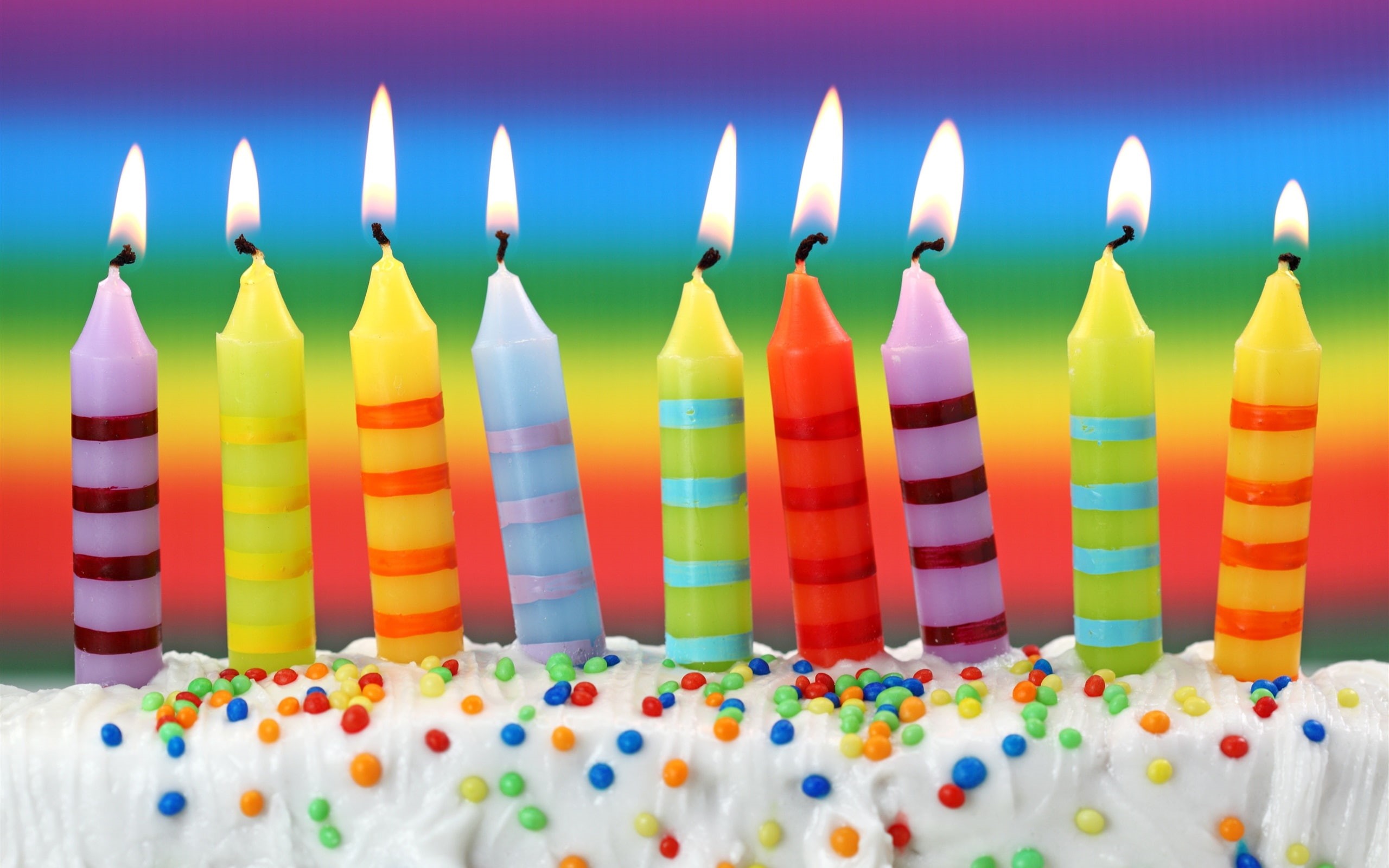 Colorful, 2K, Fire, Sweet, Cake, Candles, Happy, Birthday, HD Wallpaper