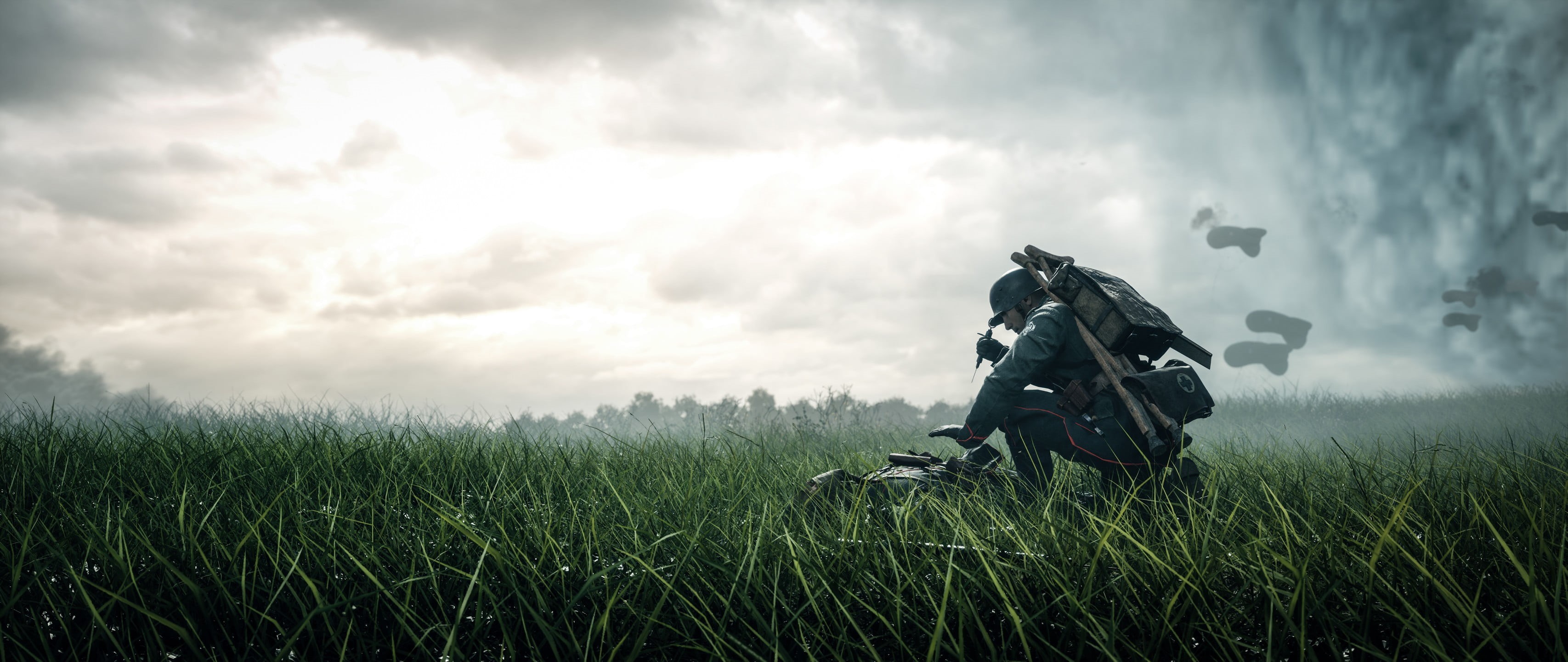 war, holding, World War I, field, Battlefield 1, man, outdoors, 2K, day, environment, grass, one person, video games, fighting, weapon, soldier, EA DICE, HD Wallpaper